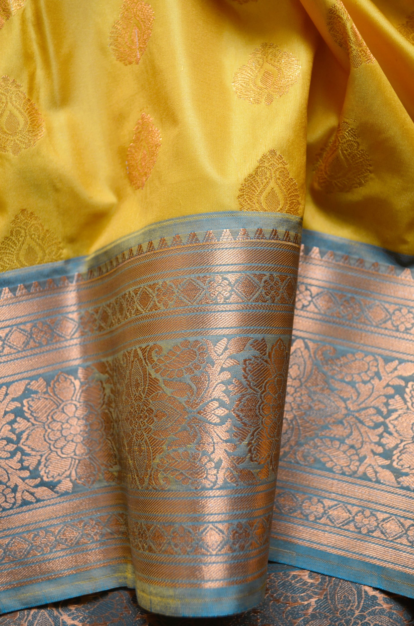 Mustard Banarasi Silk Saree