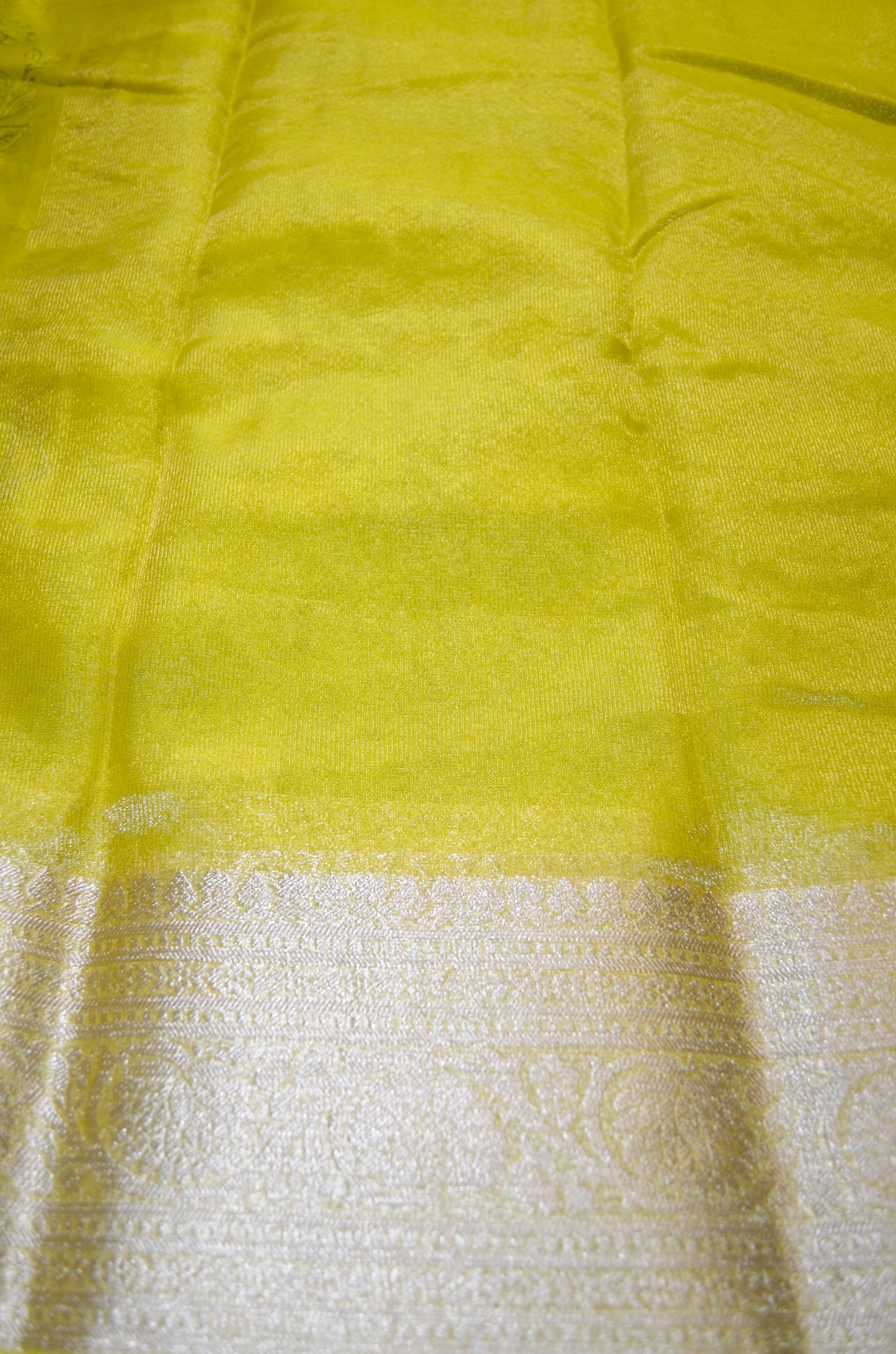 Lemon Embriodered Chikankari Saree