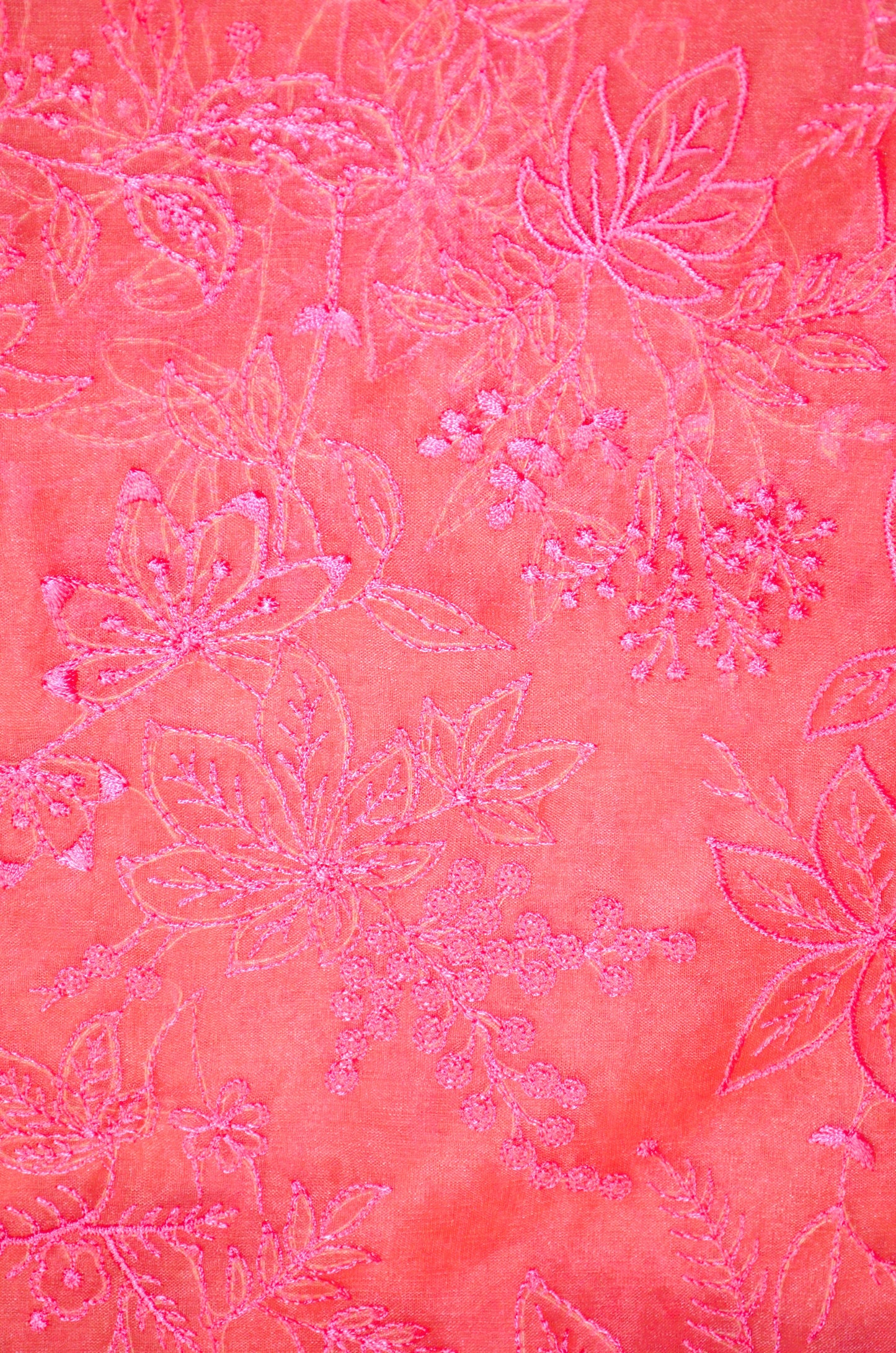 Pink Embriodered Chikankari Saree