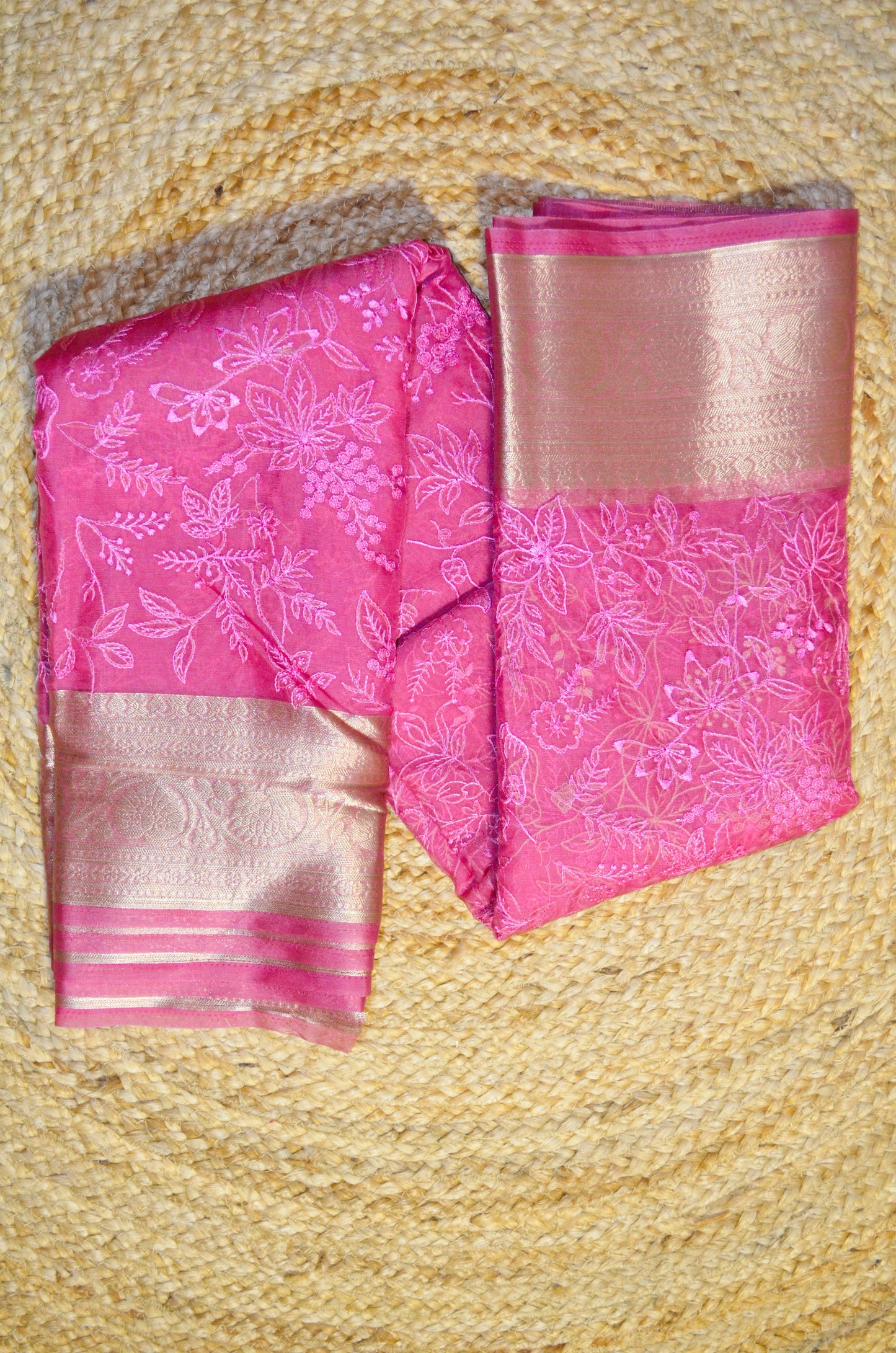 Mauve Embriodered Chikankari Saree