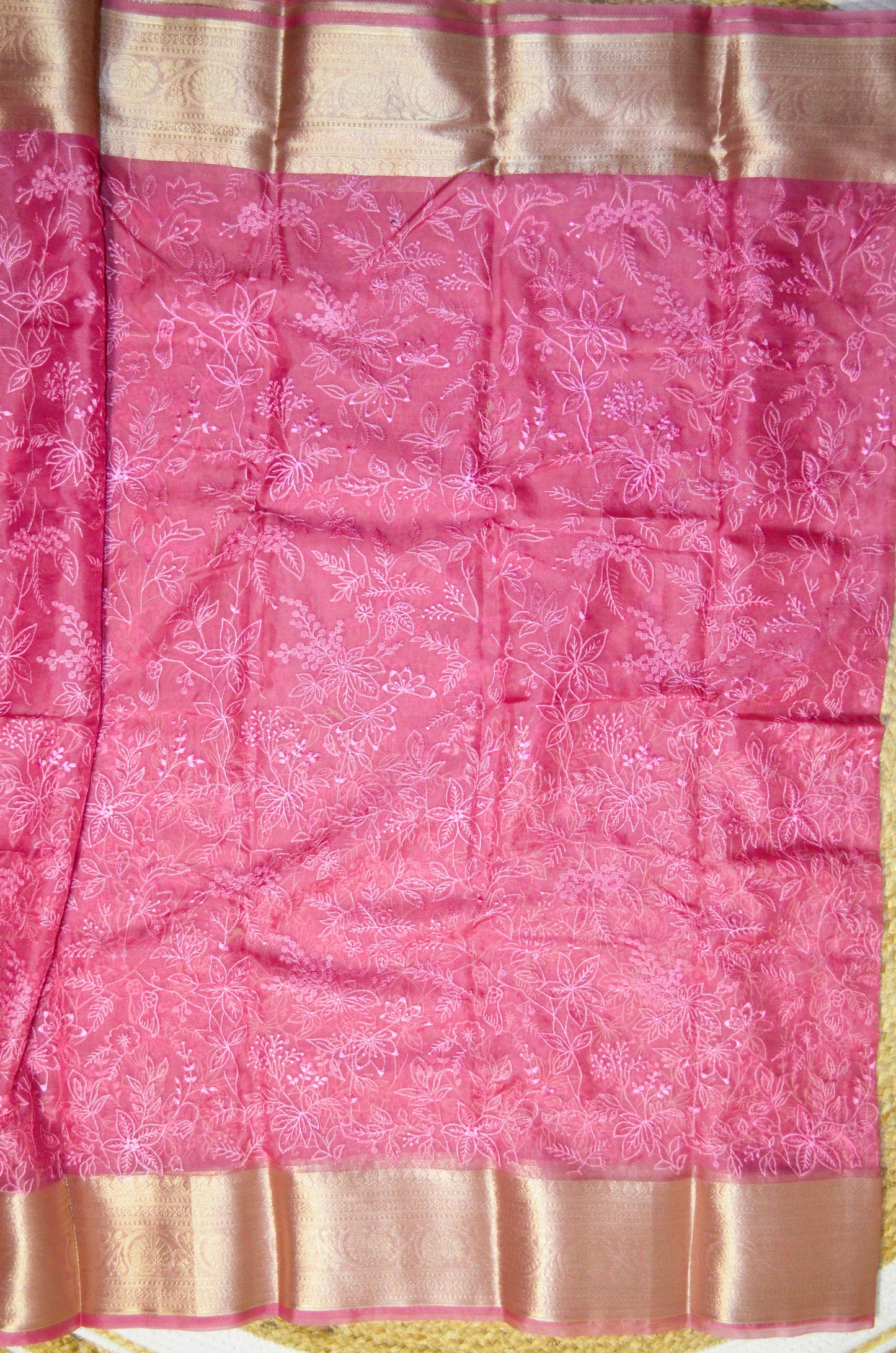 Mauve Embriodered Chikankari Saree