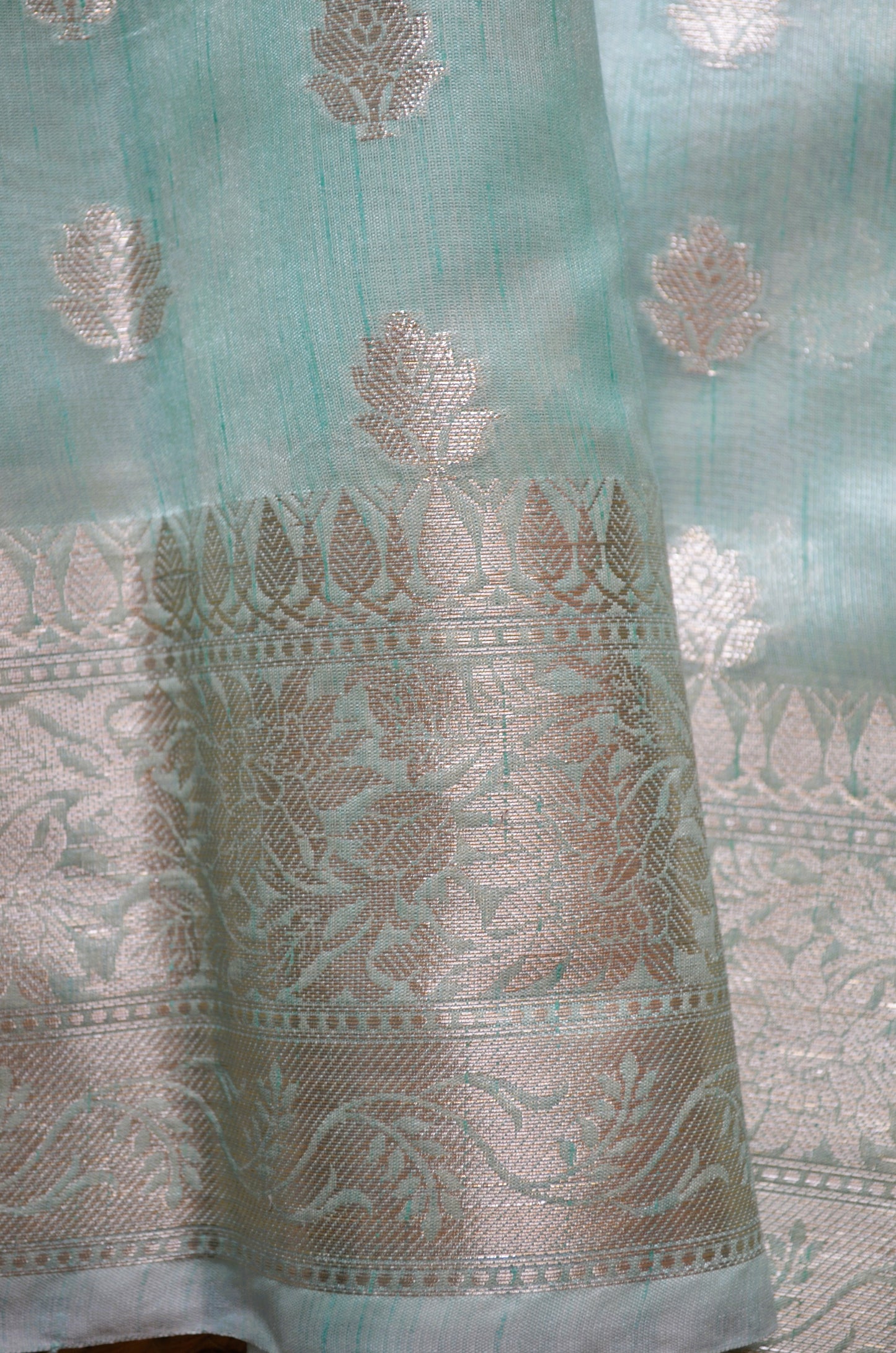 Sea Green Woven Banarasi Zari Tissue Silk Saree