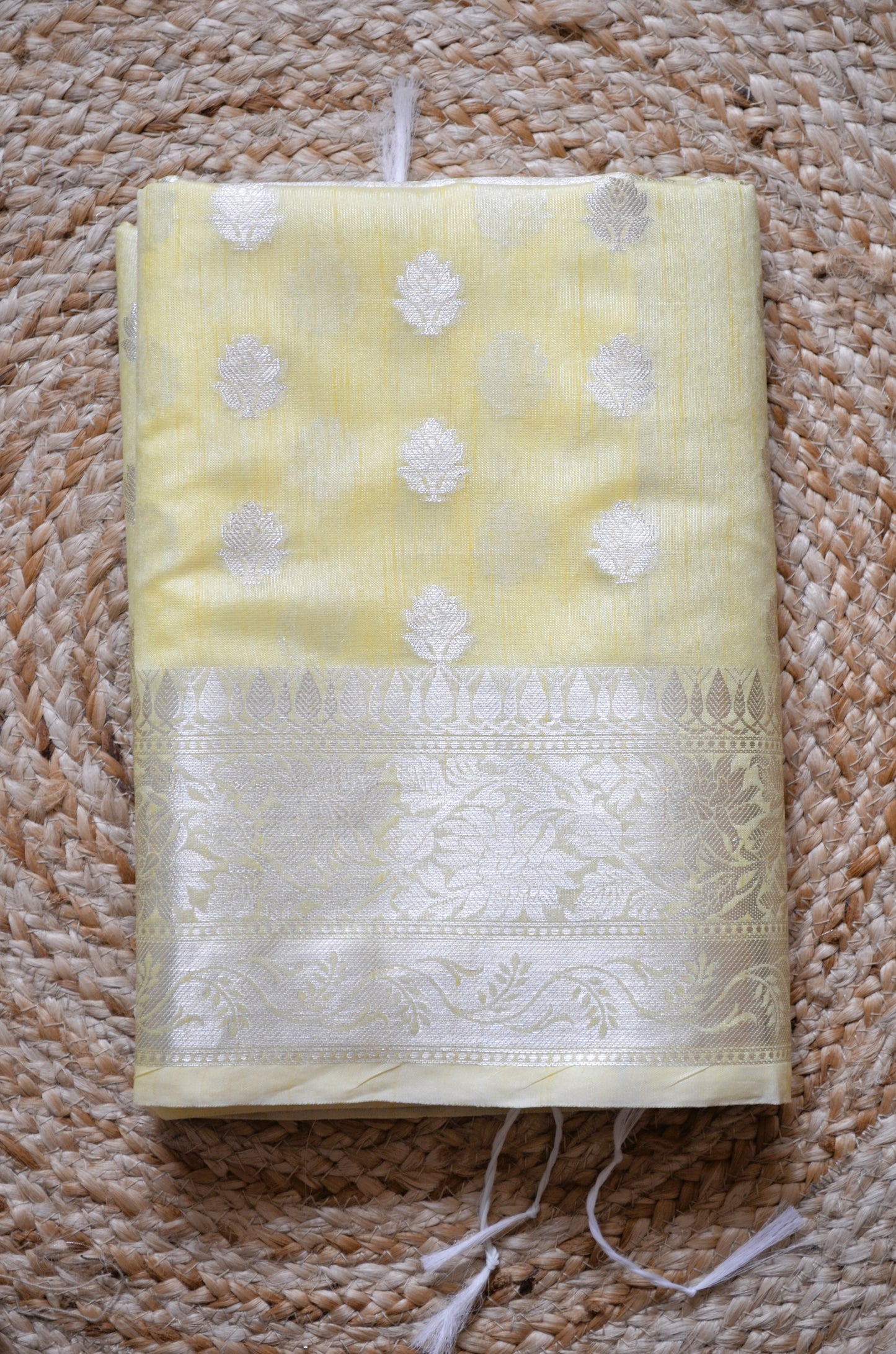 Yellow Woven Banarasi Zari Tissue Silk Saree