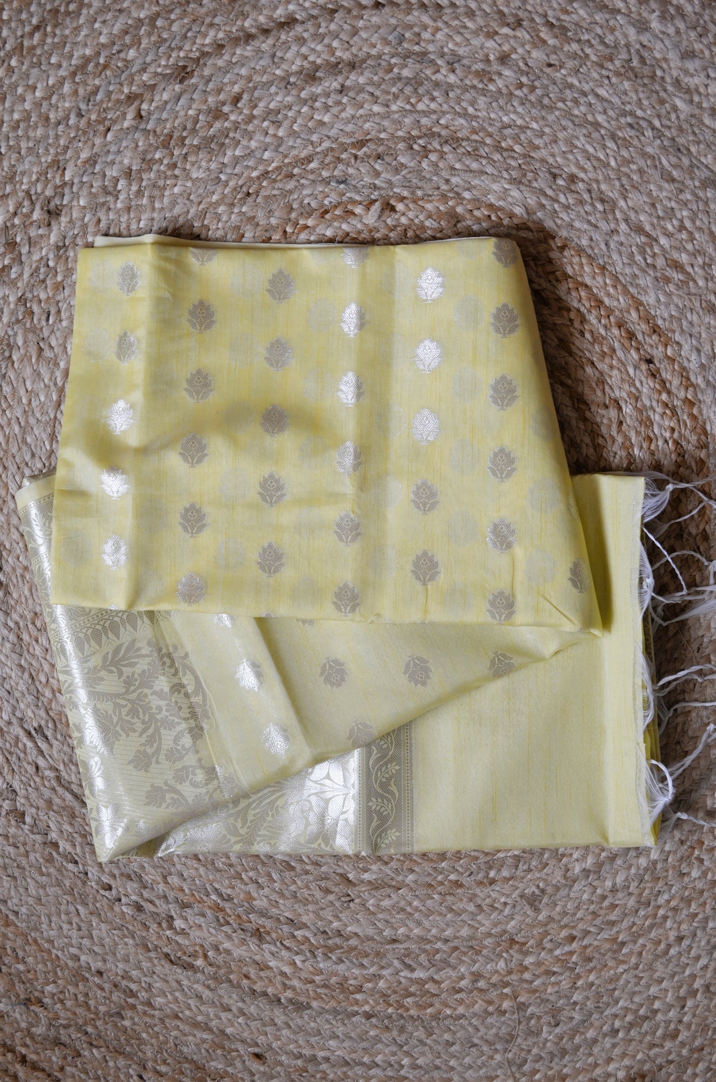 Yellow Woven Banarasi Zari Tissue Silk Saree