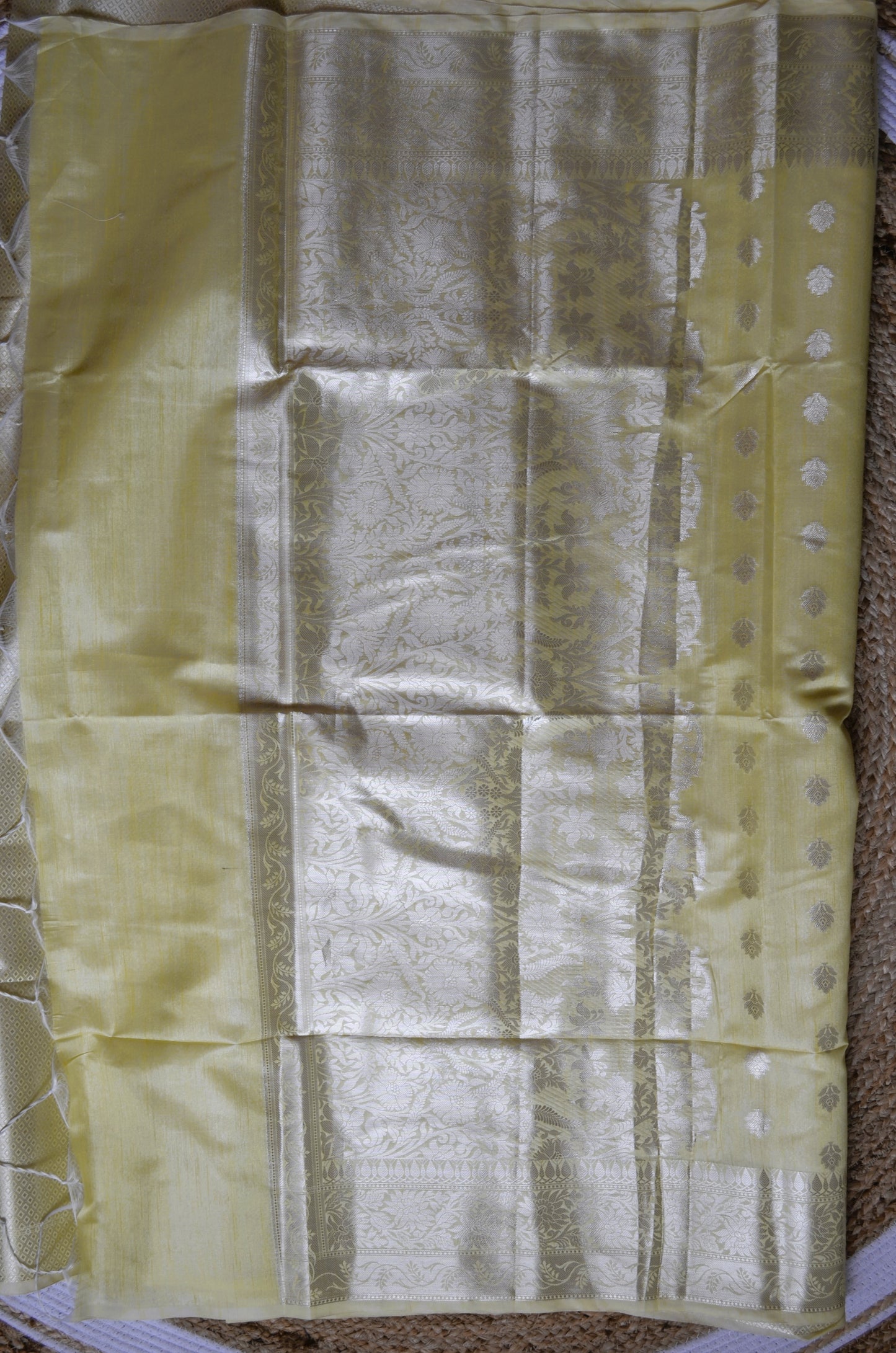 Yellow Woven Banarasi Zari Tissue Silk Saree