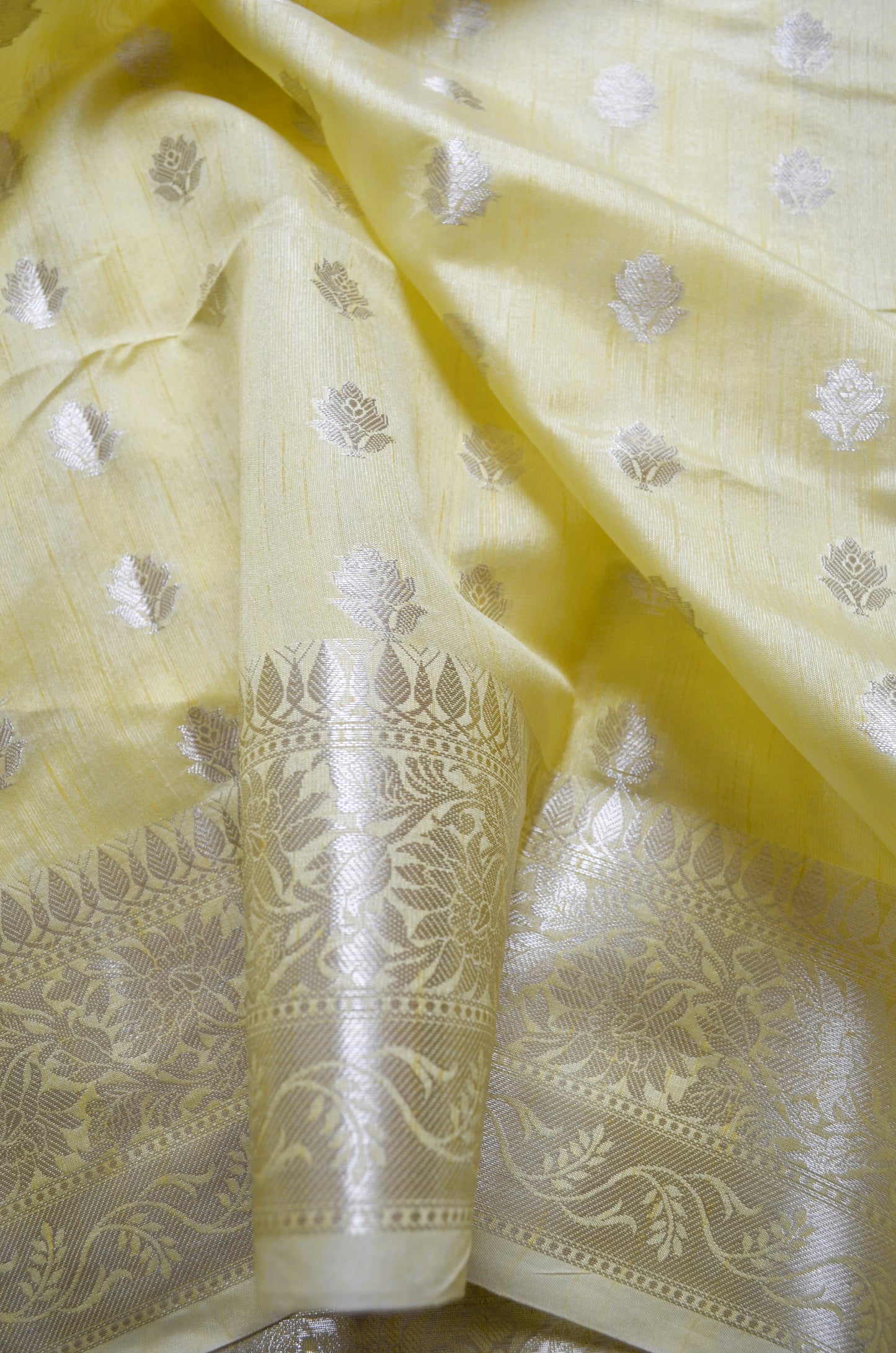 Yellow Woven Banarasi Zari Tissue Silk Saree