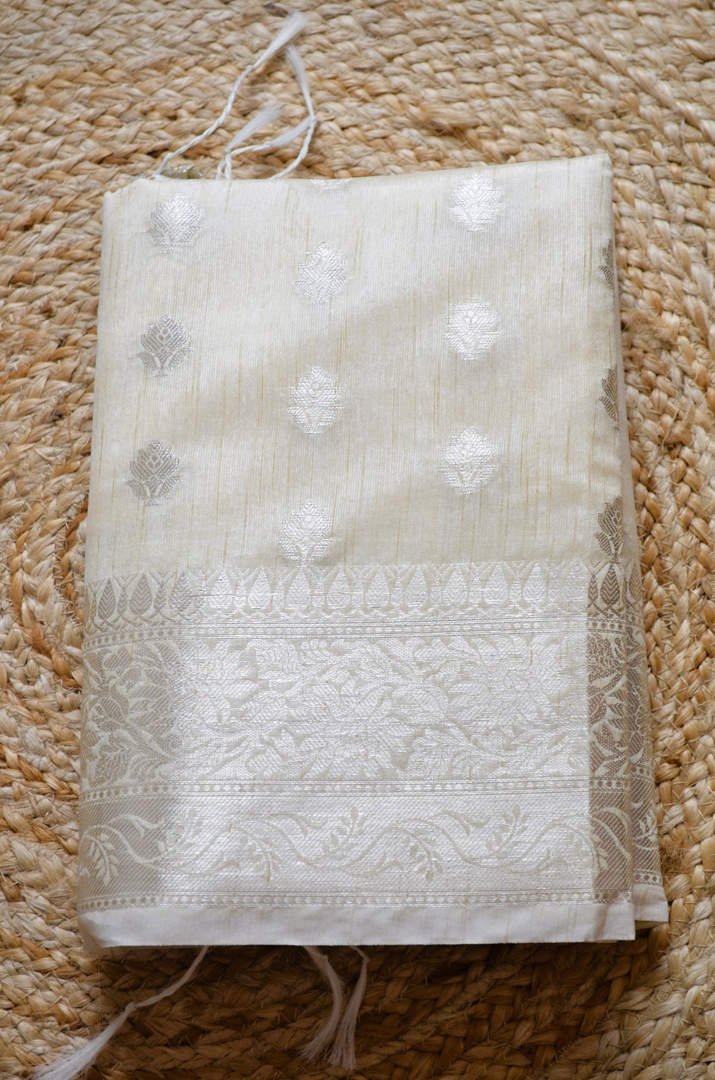 Beige Woven Banarasi Zari Tissue Silk Saree