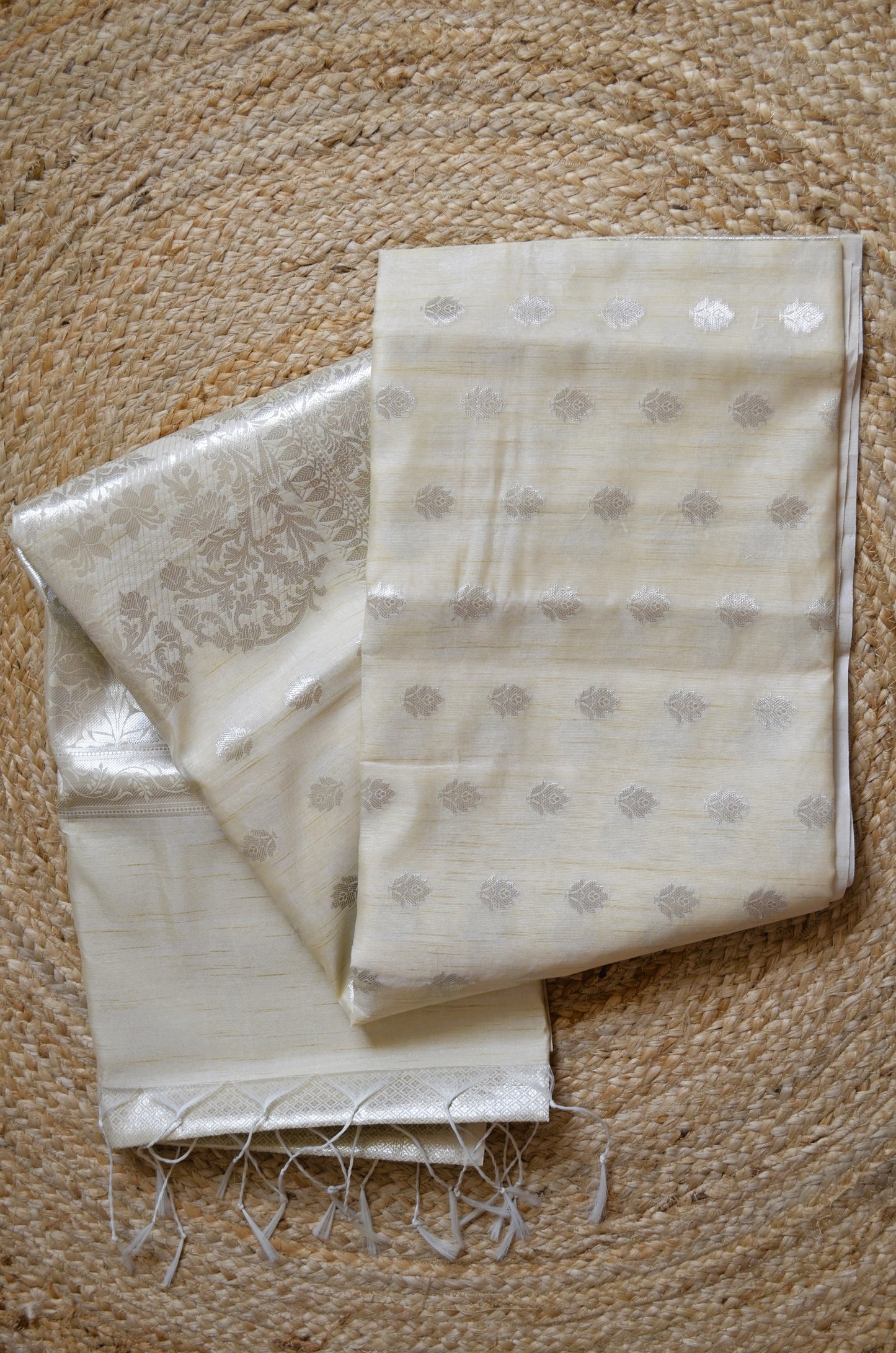 Beige Woven Banarasi Zari Tissue Silk Saree