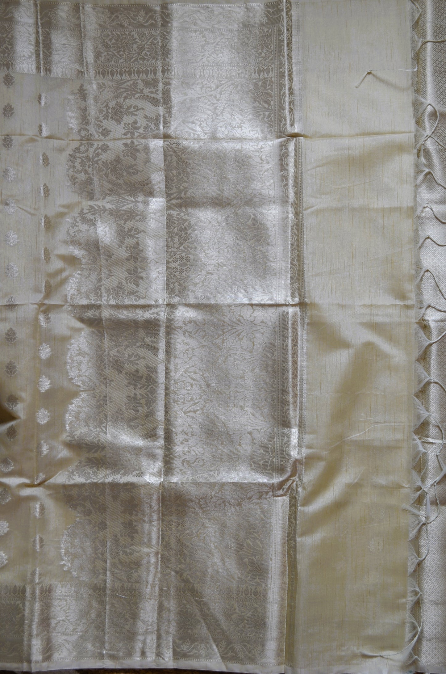 Beige Woven Banarasi Zari Tissue Silk Saree