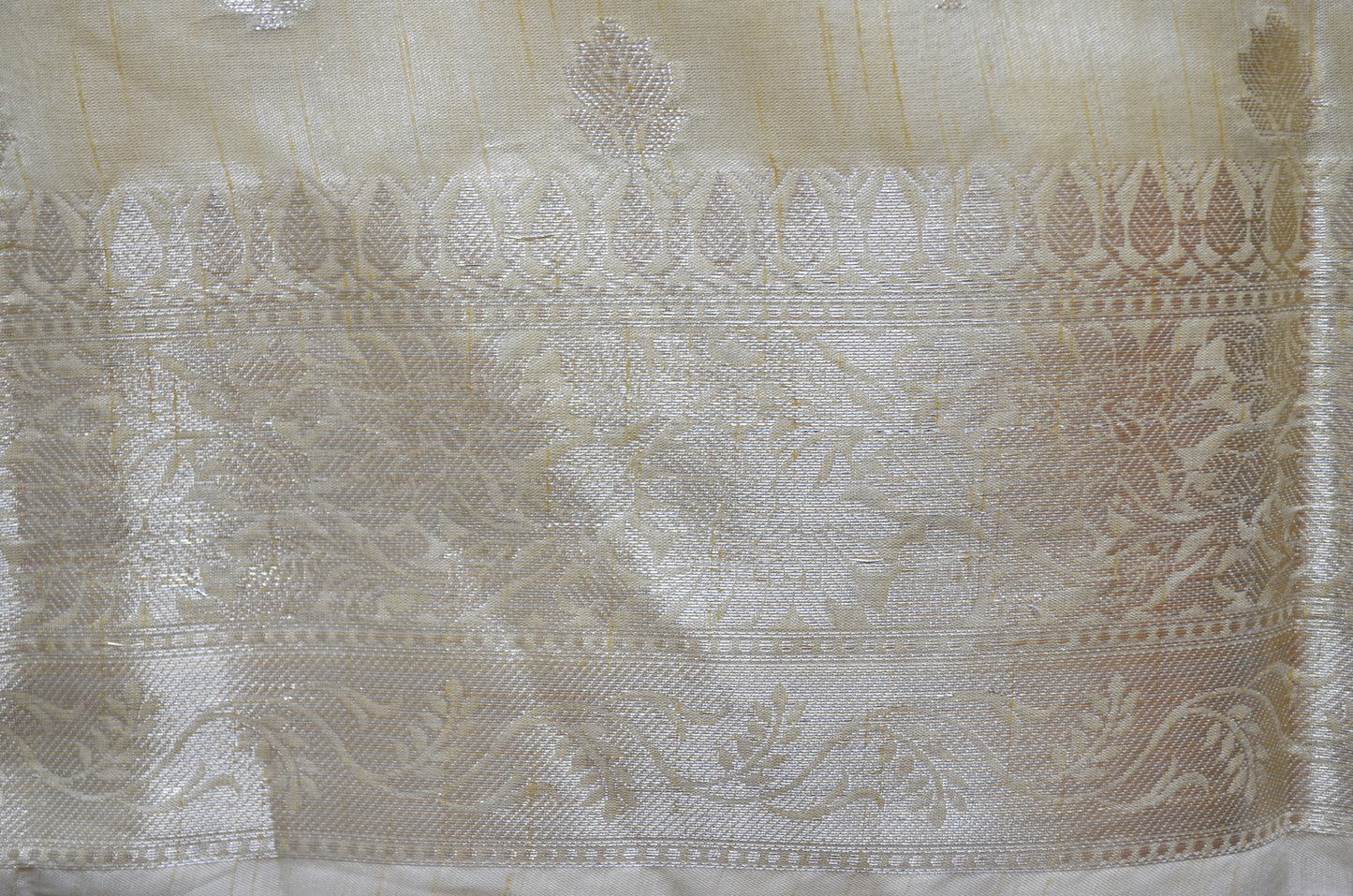 Beige Woven Banarasi Zari Tissue Silk Saree