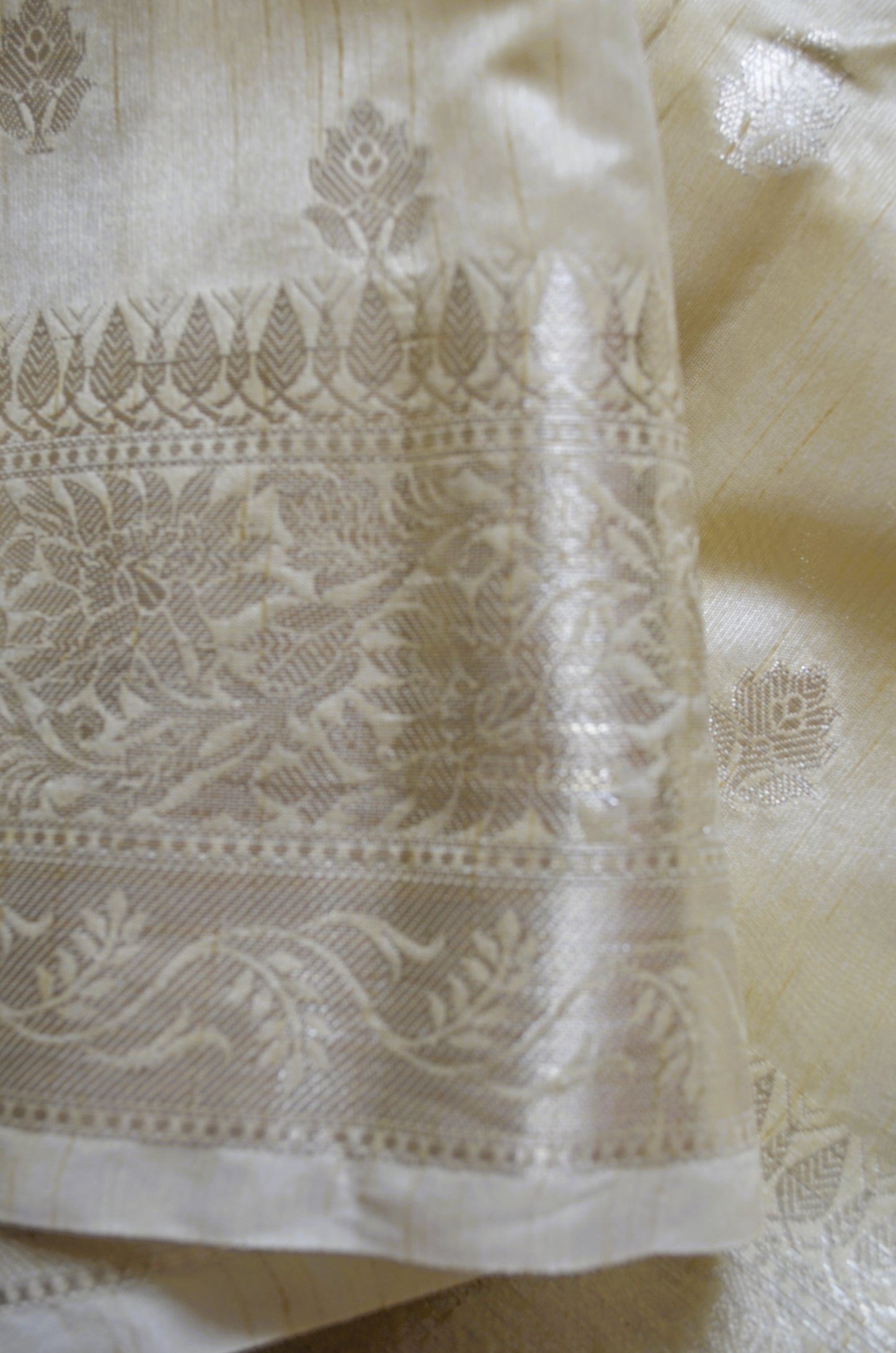 Beige Woven Banarasi Zari Tissue Silk Saree