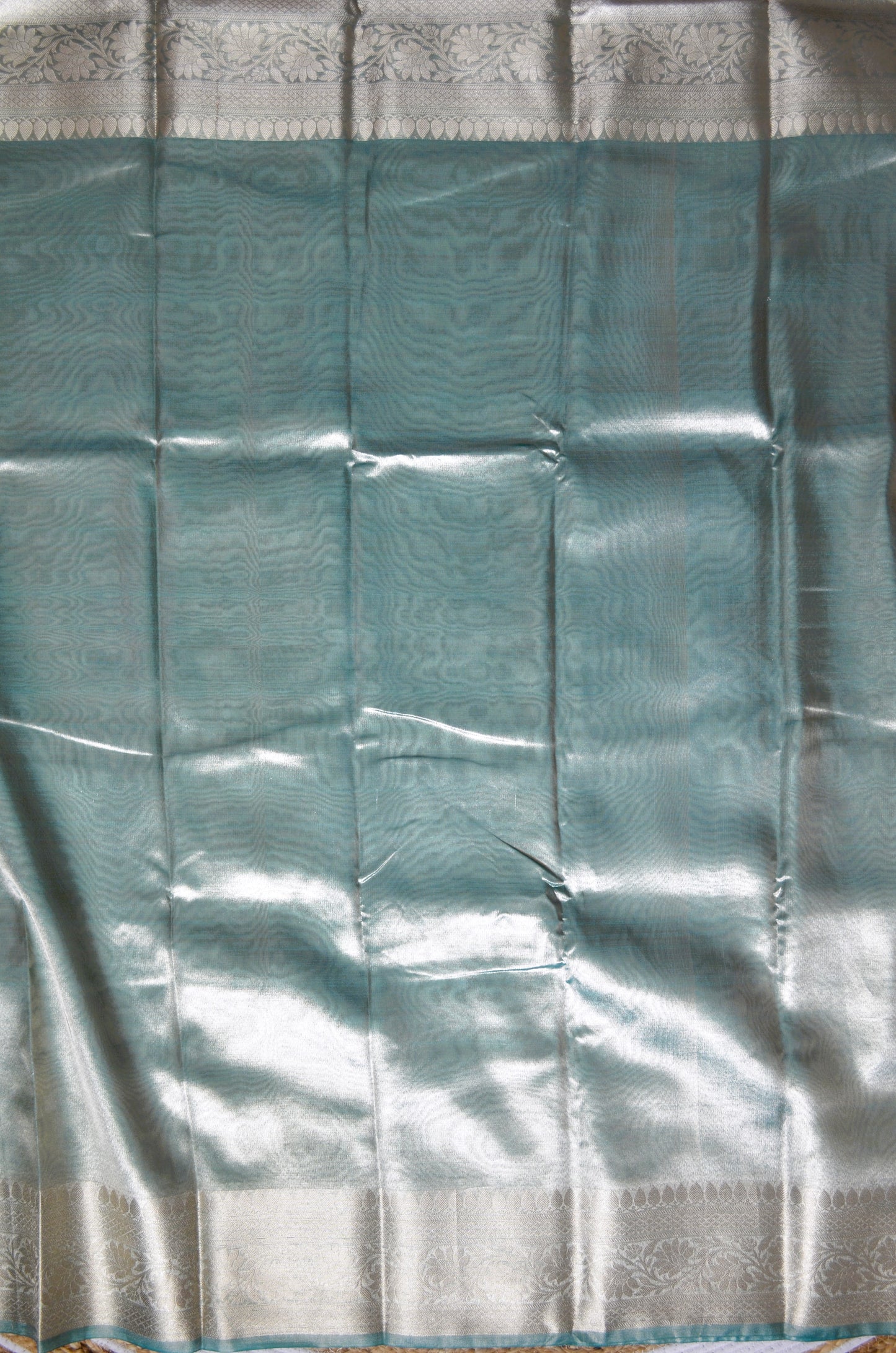 Green Plain Banarasi Tissue Silk Saree
