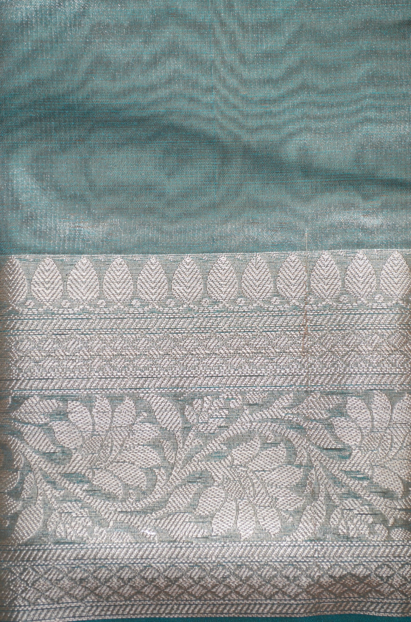 Green Plain Banarasi Tissue Silk Saree