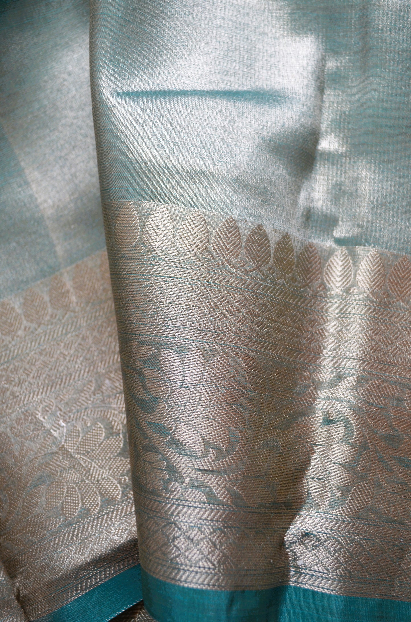 Green Plain Banarasi Tissue Silk Saree