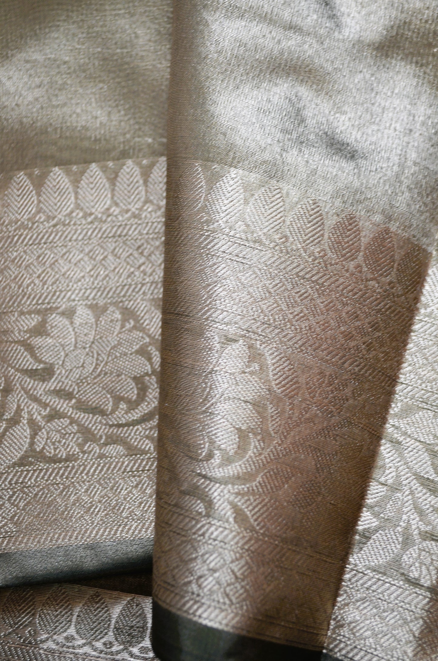 Black Plain Banarasi Tissue Silk Saree