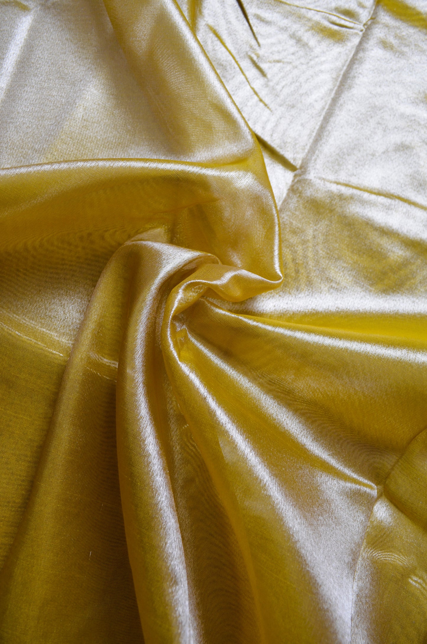 Yellow Plain Banarasi Tissue Silk Saree