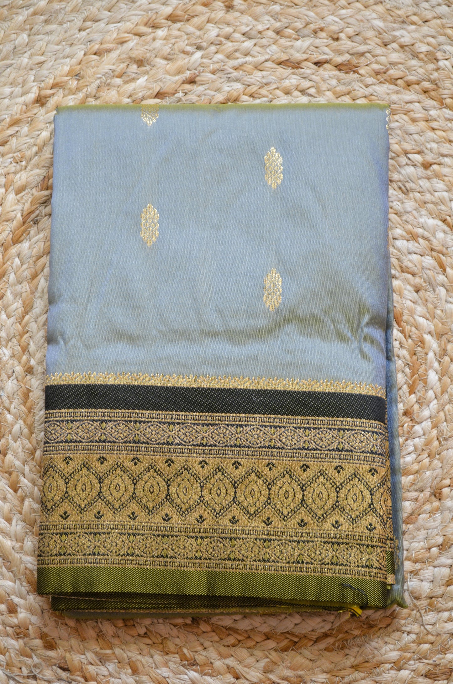 Grey Zari Work Banarasi Silk Saree