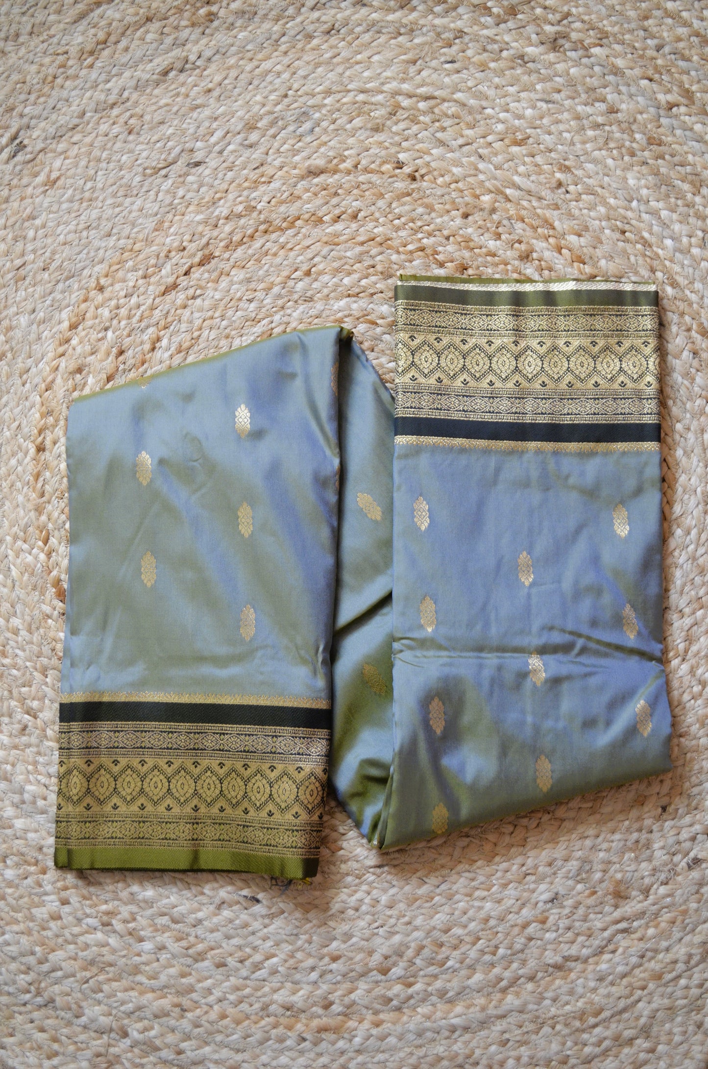 Grey Zari Work Banarasi Silk Saree