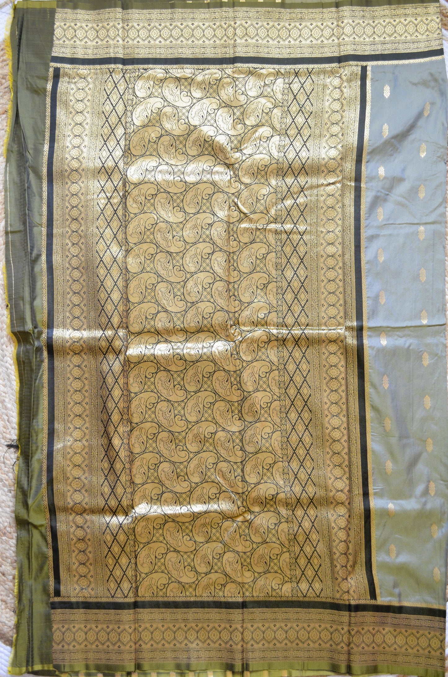 Grey Zari Work Banarasi Silk Saree