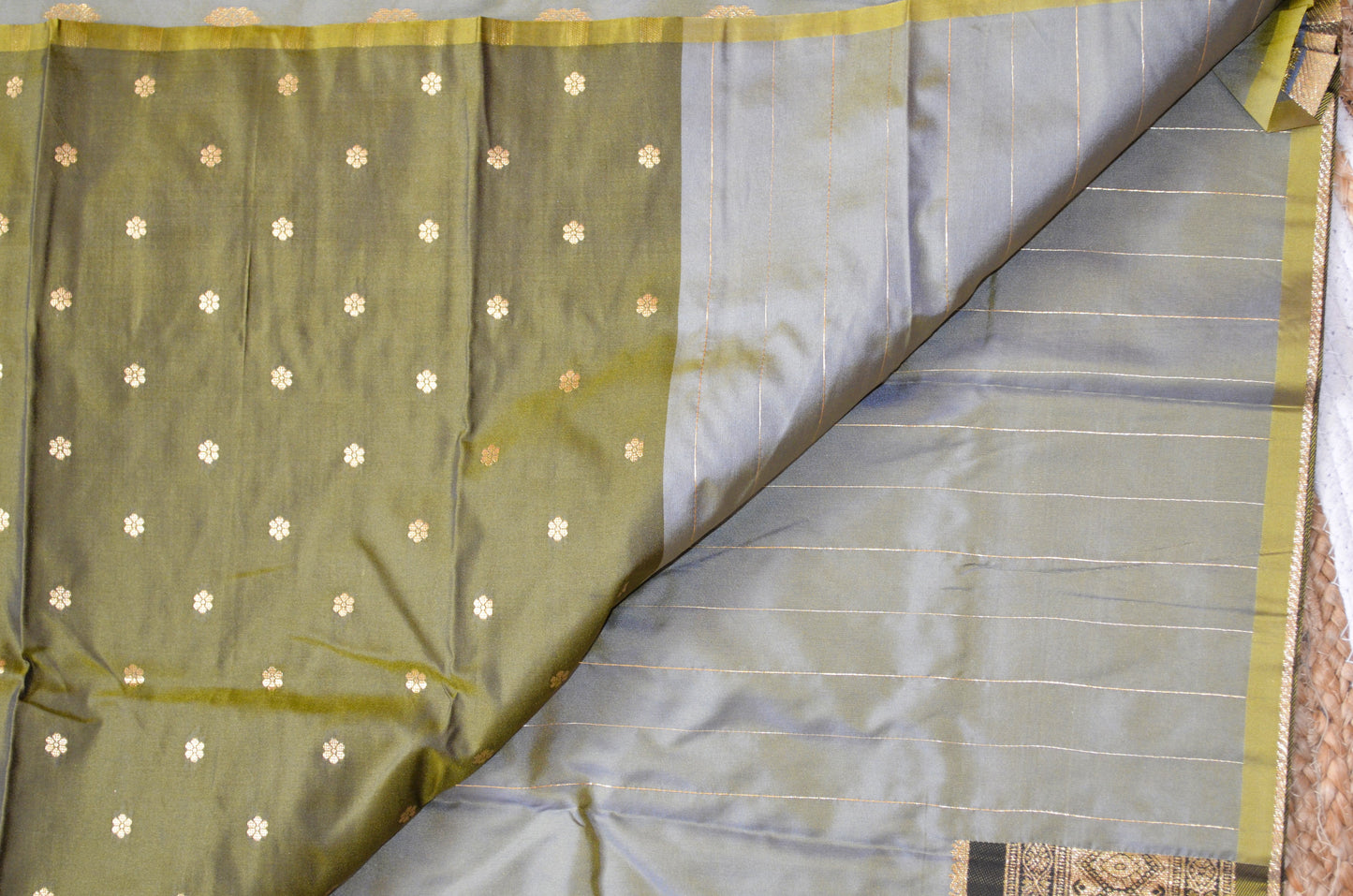 Grey Zari Work Banarasi Silk Saree