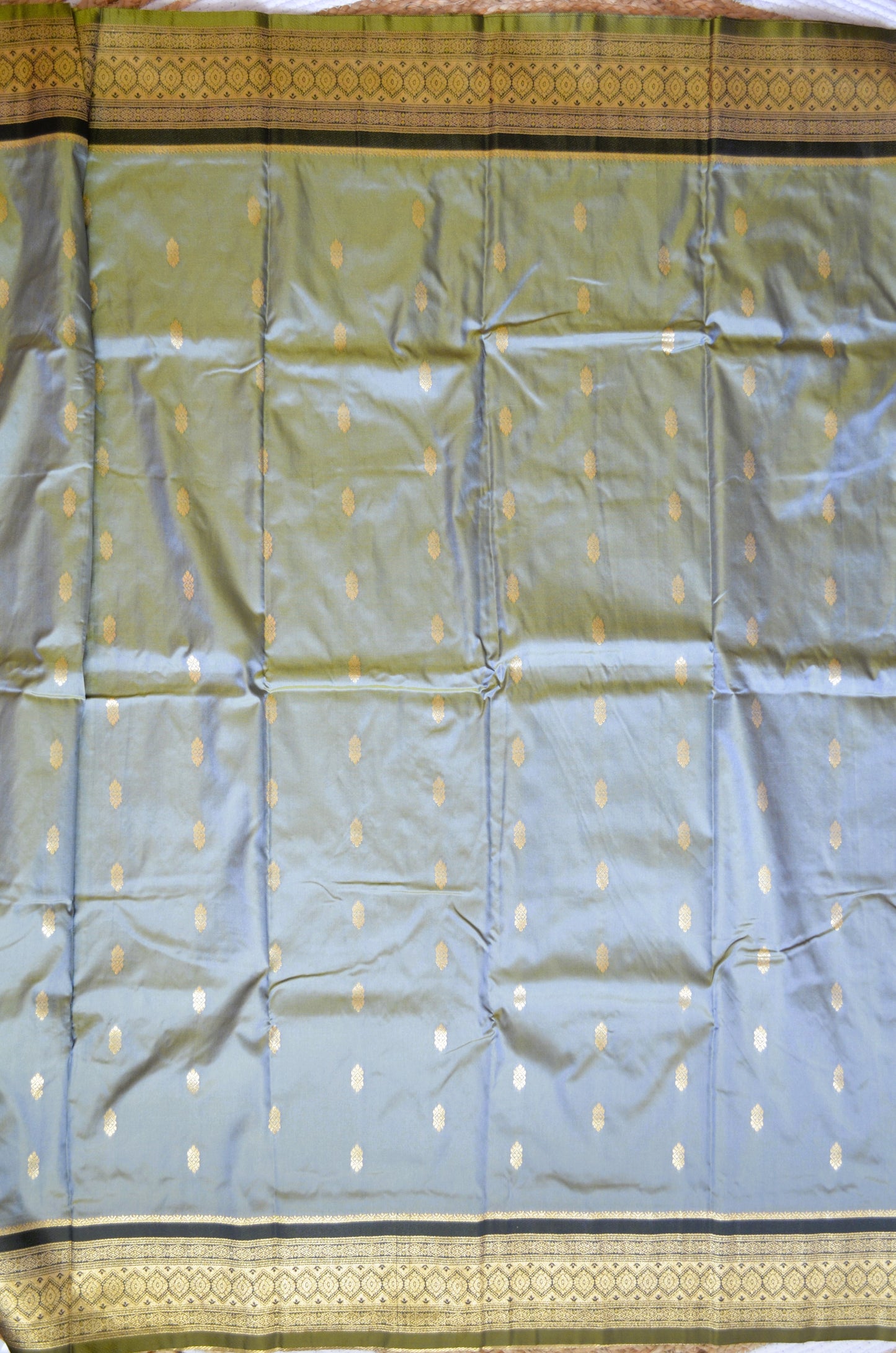Grey Zari Work Banarasi Silk Saree