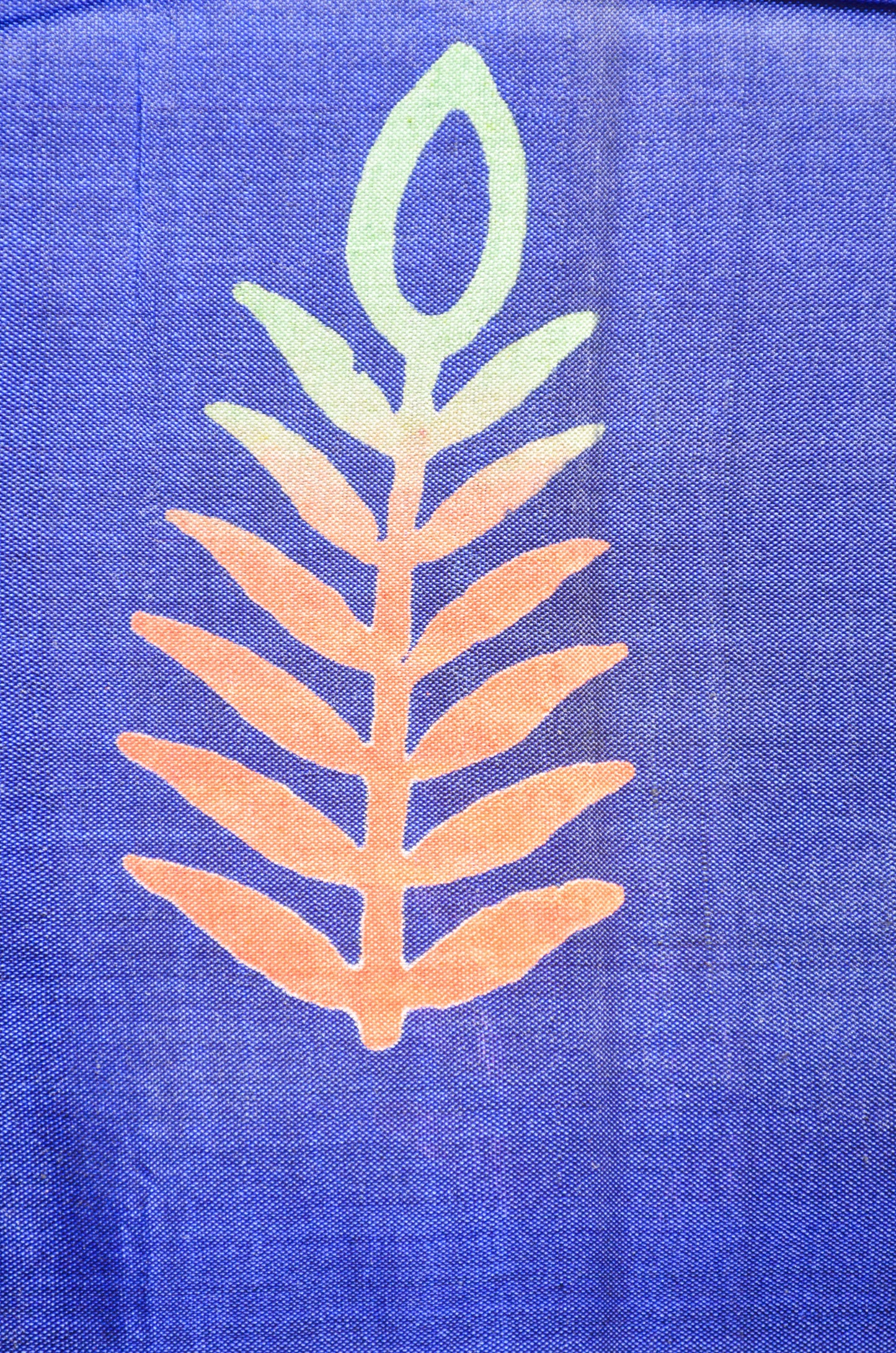 Navy Blue Katan Pure Silk Handloom Saree with Block Prints