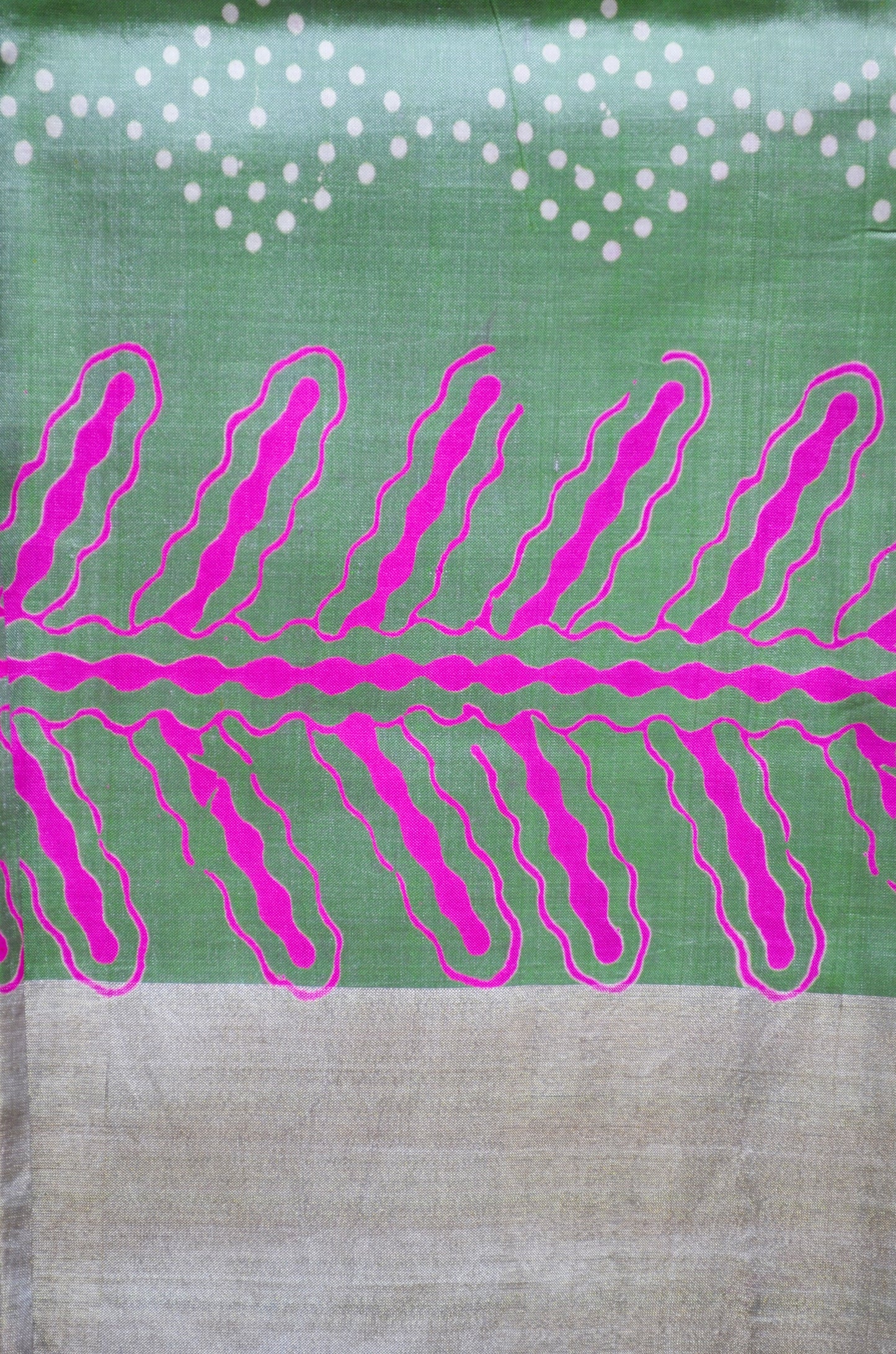 Pista Green Katan Pure Silk Handloom Saree with Block Prints