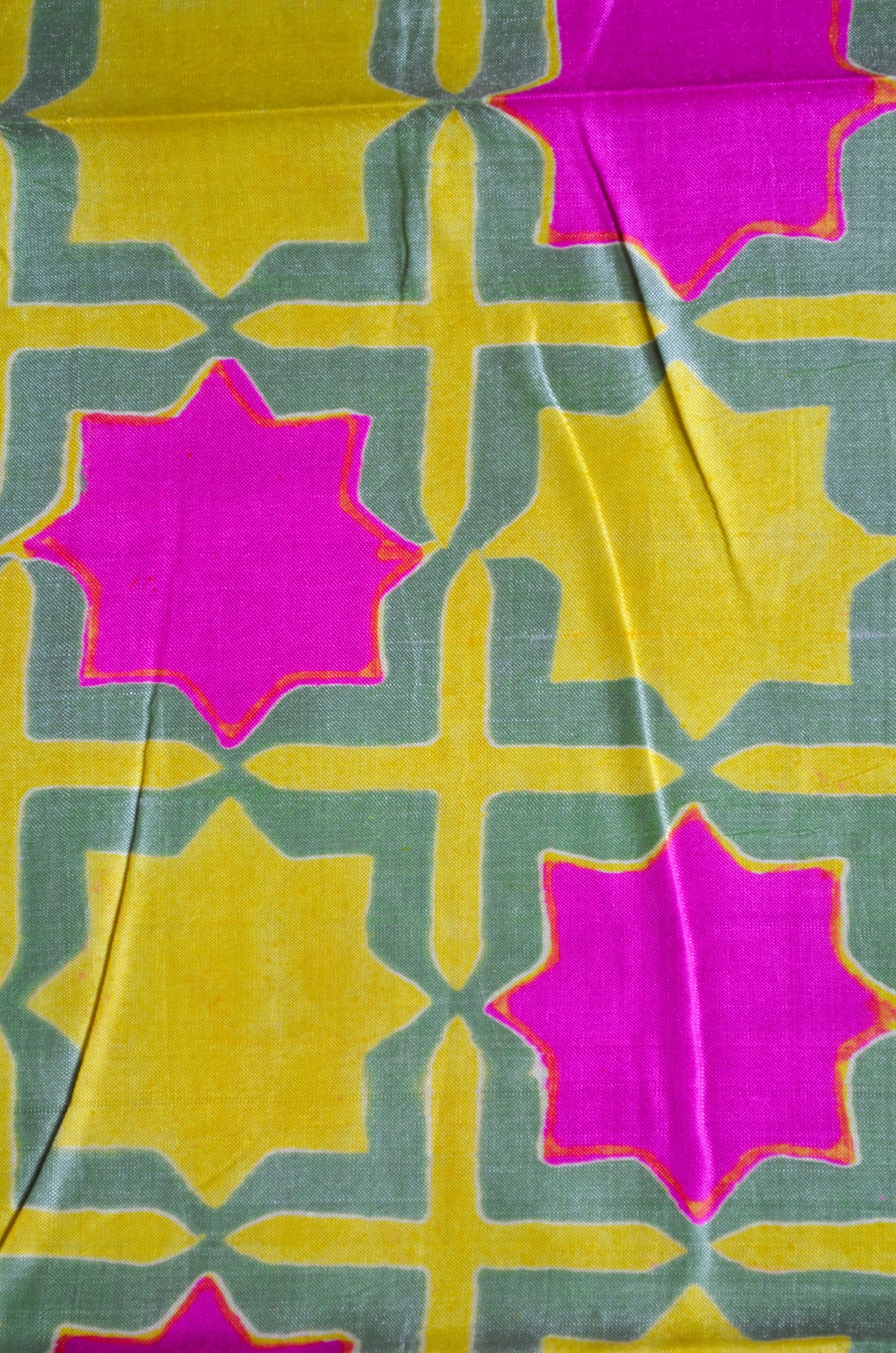 Pista Green Katan Pure Silk Handloom Saree with Block Prints
