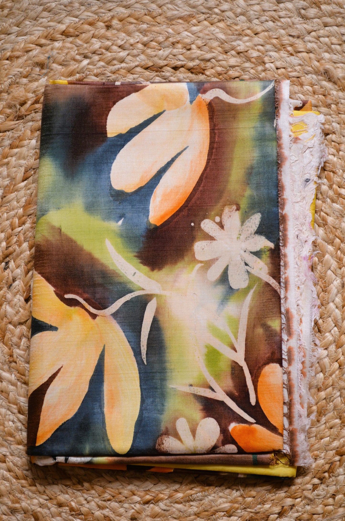 Yellow Katan Handpainted Pure Silk Handloom Saree