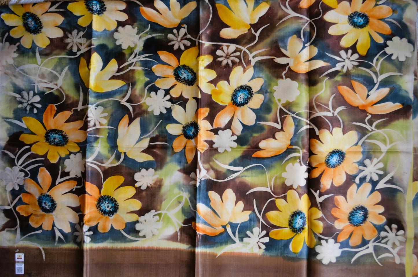 Yellow Katan Handpainted Pure Silk Handloom Saree