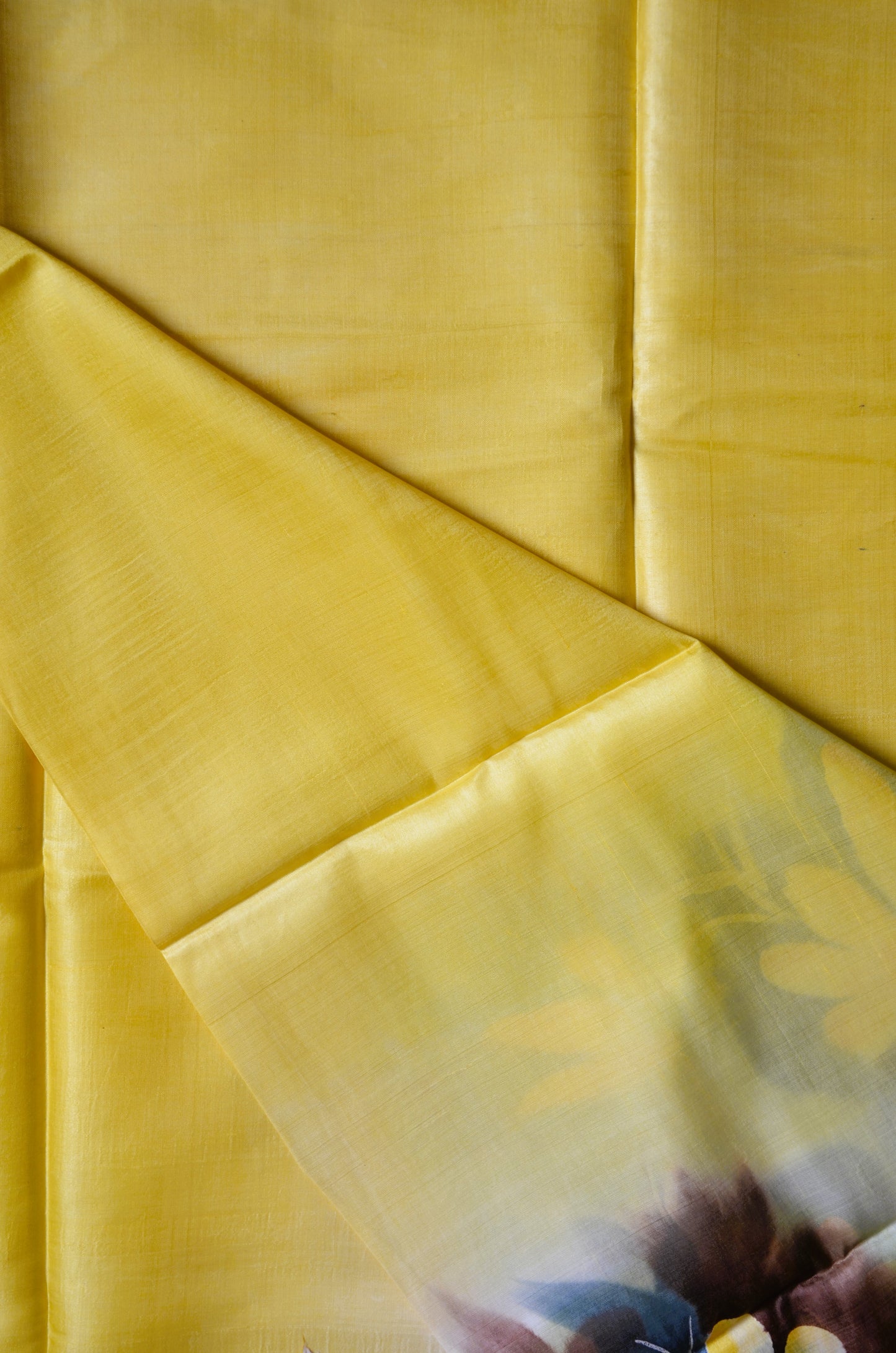 Yellow Katan Handpainted Pure Silk Handloom Saree