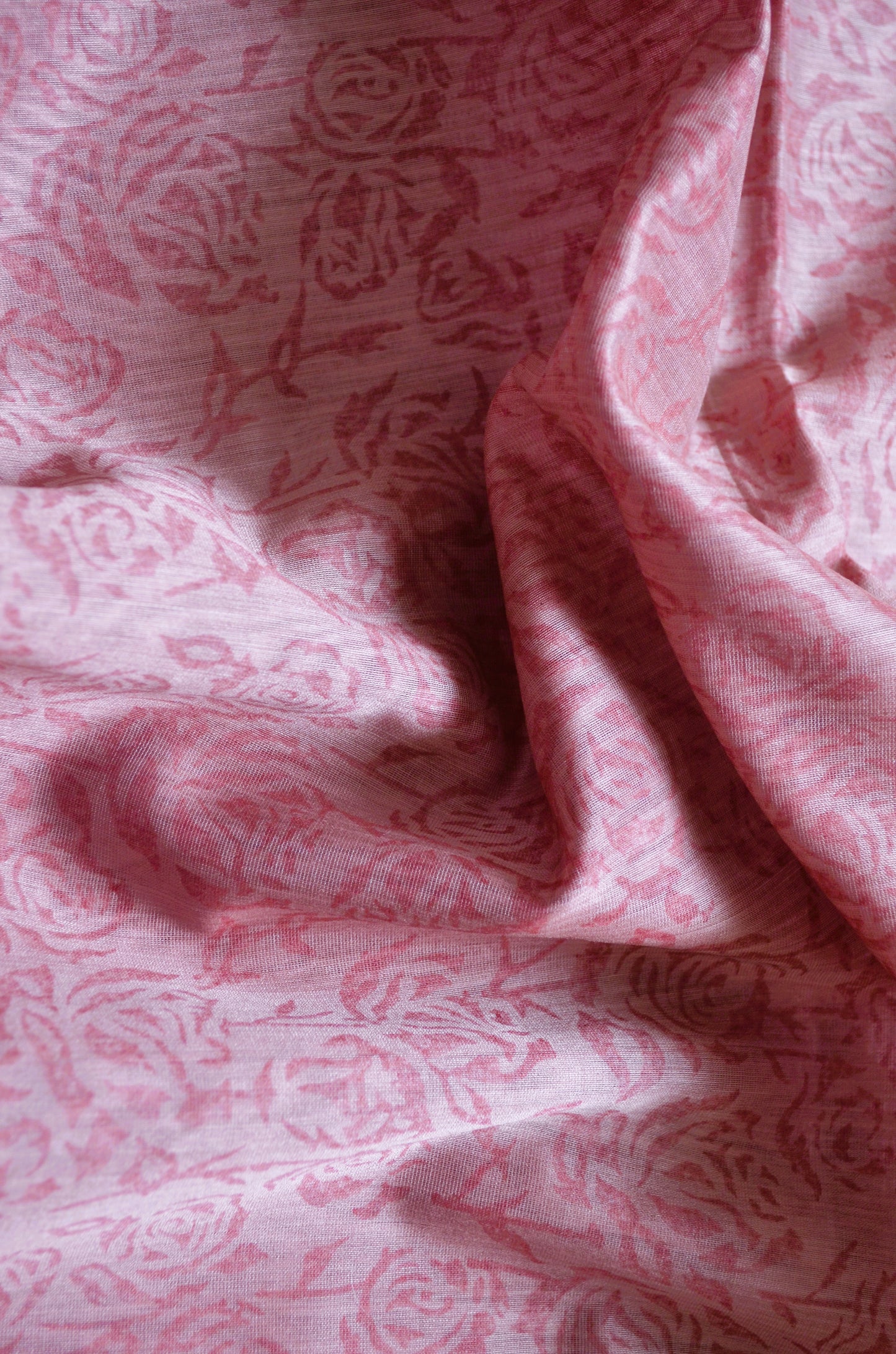 Mauve Block Print Pure Silk Handloom Saree