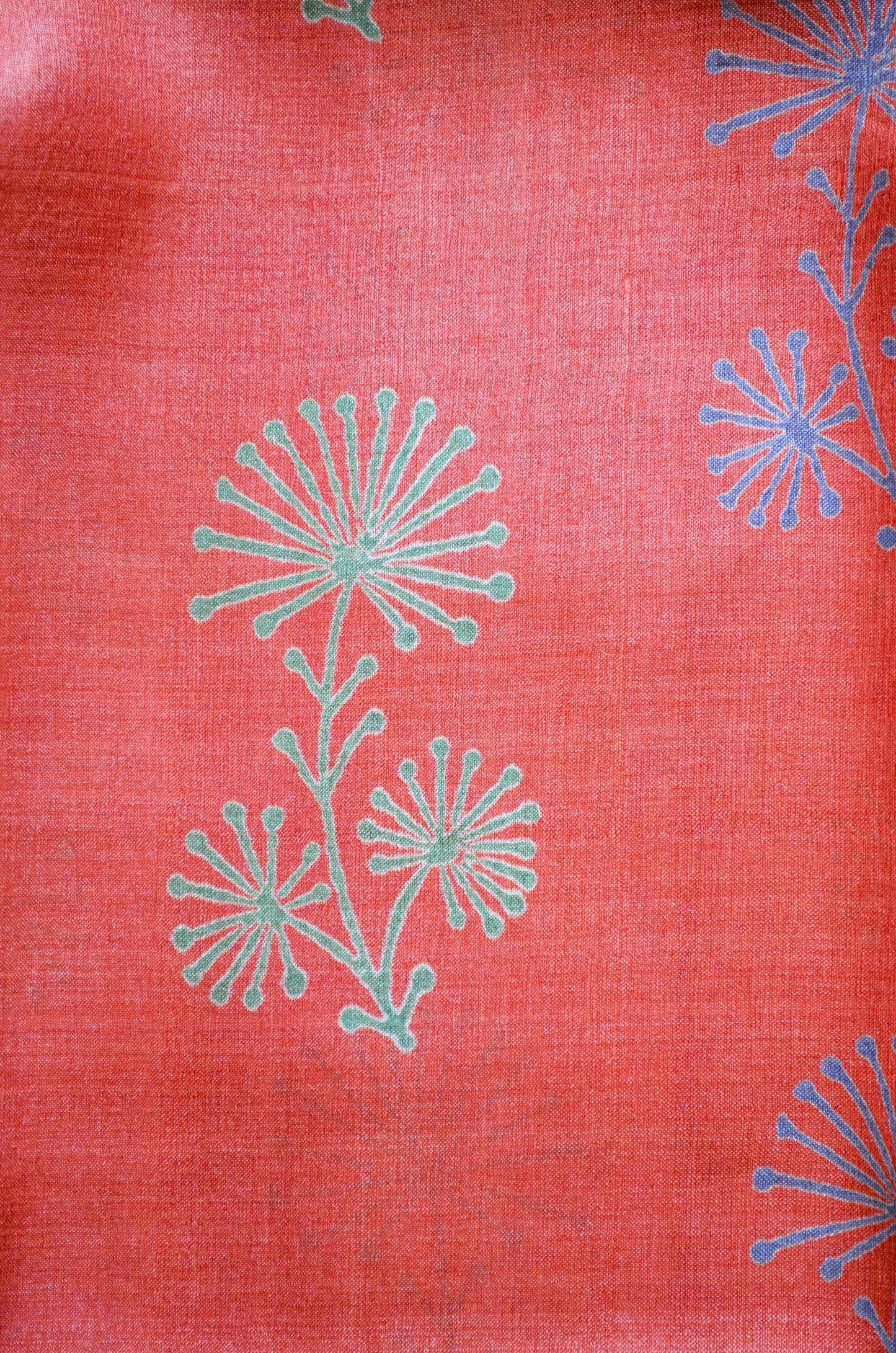 Rust Tussar Pure Silk Handloom Saree with Block Prints