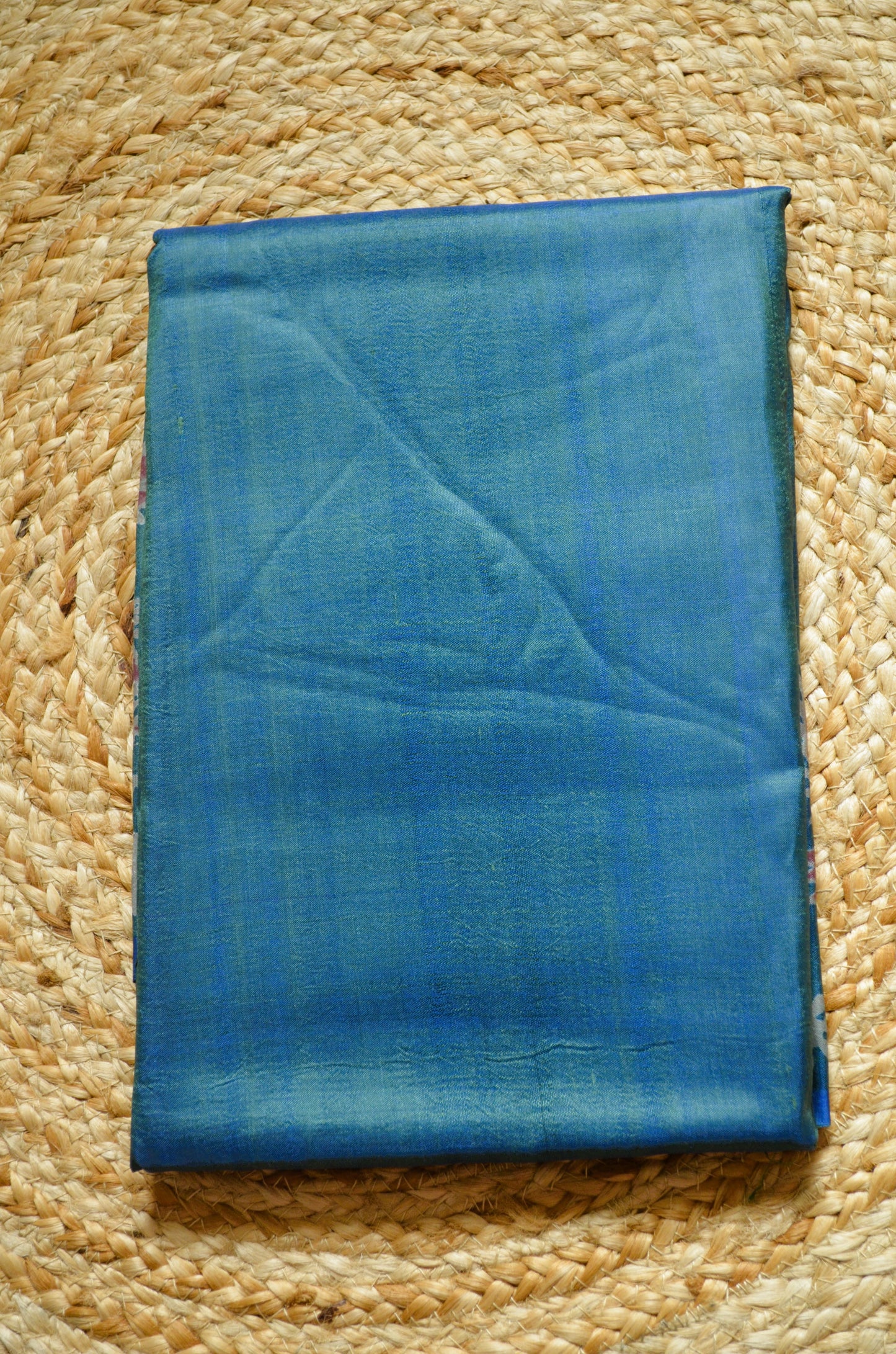 Cyan Dual Tone Pure Silk Sonamukhi Handloom Saree