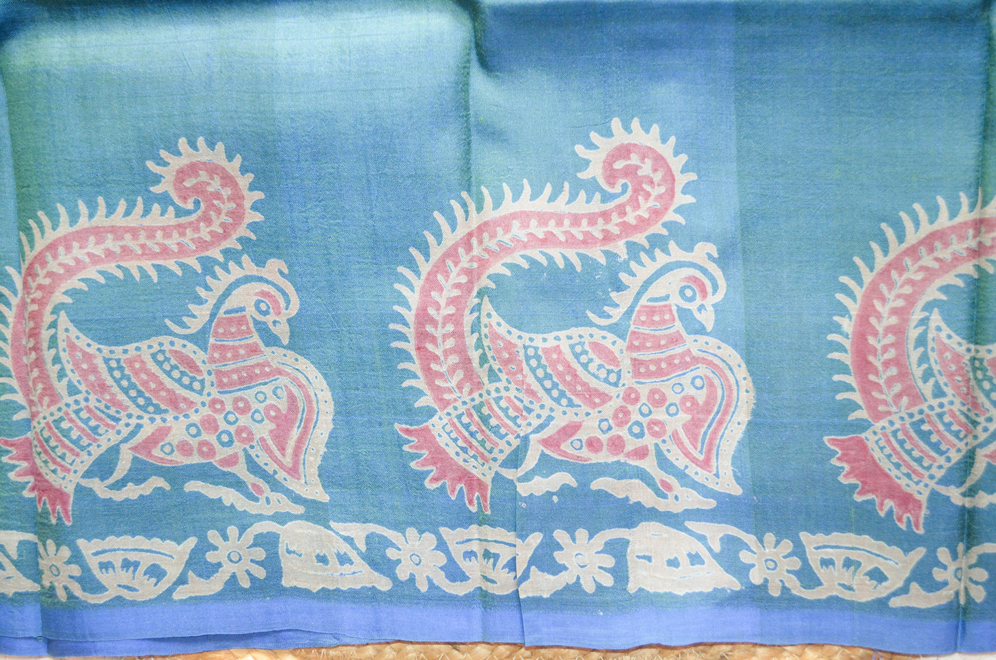 Cyan Dual Tone Pure Silk Sonamukhi Handloom Saree