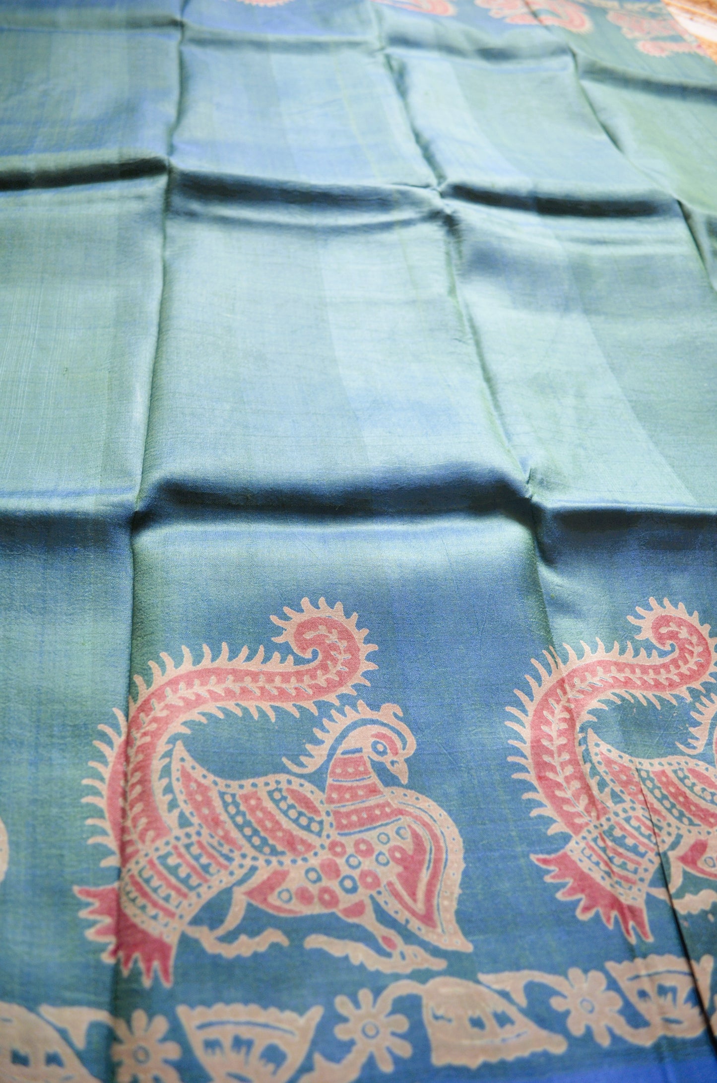 Cyan Dual Tone Pure Silk Sonamukhi Handloom Saree