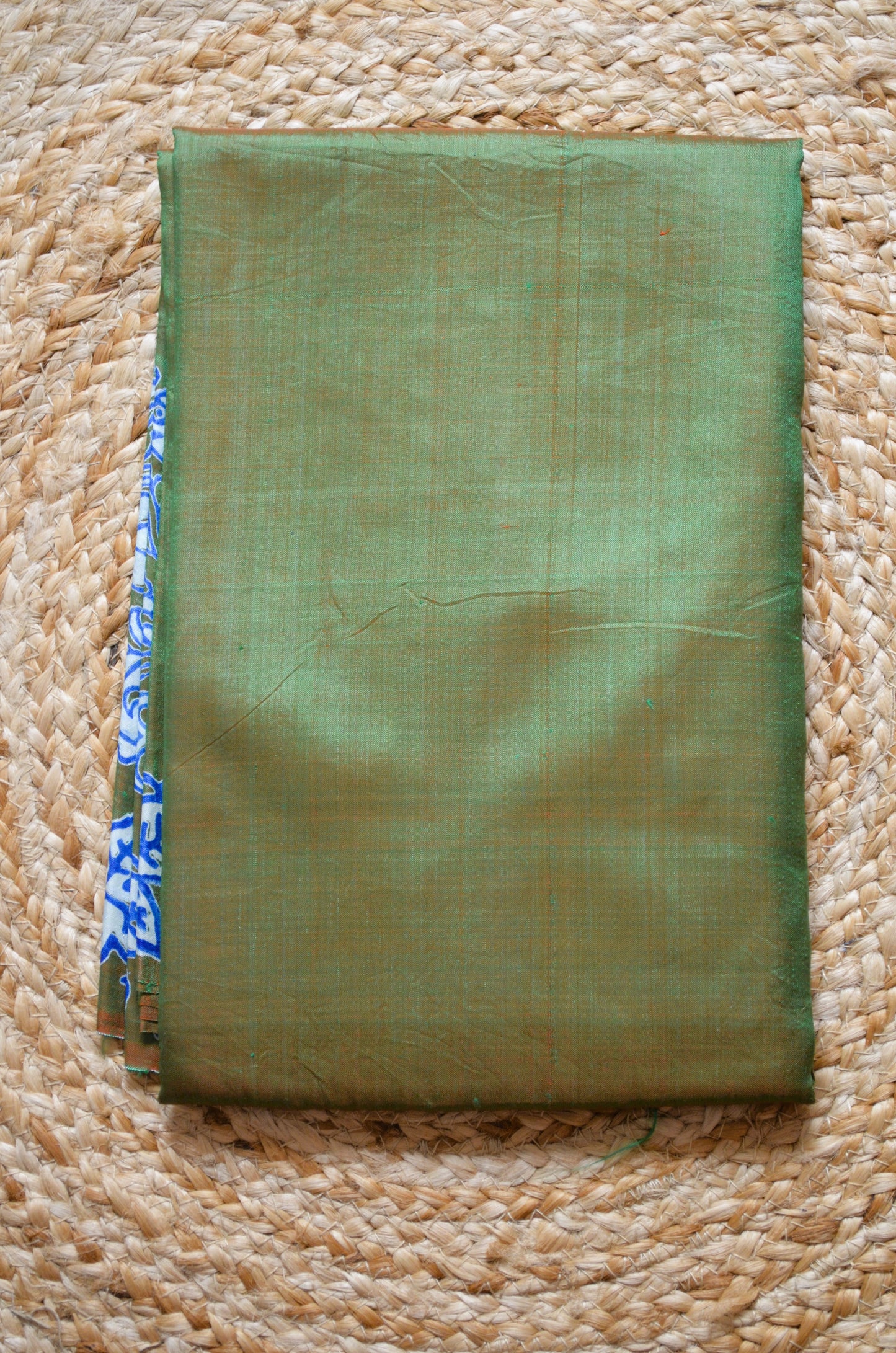 Olive Dual Tone Pure Silk Sonamukhi Handloom Saree