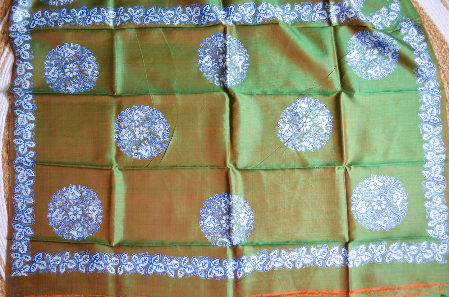 Olive Dual Tone Pure Silk Sonamukhi Handloom Saree