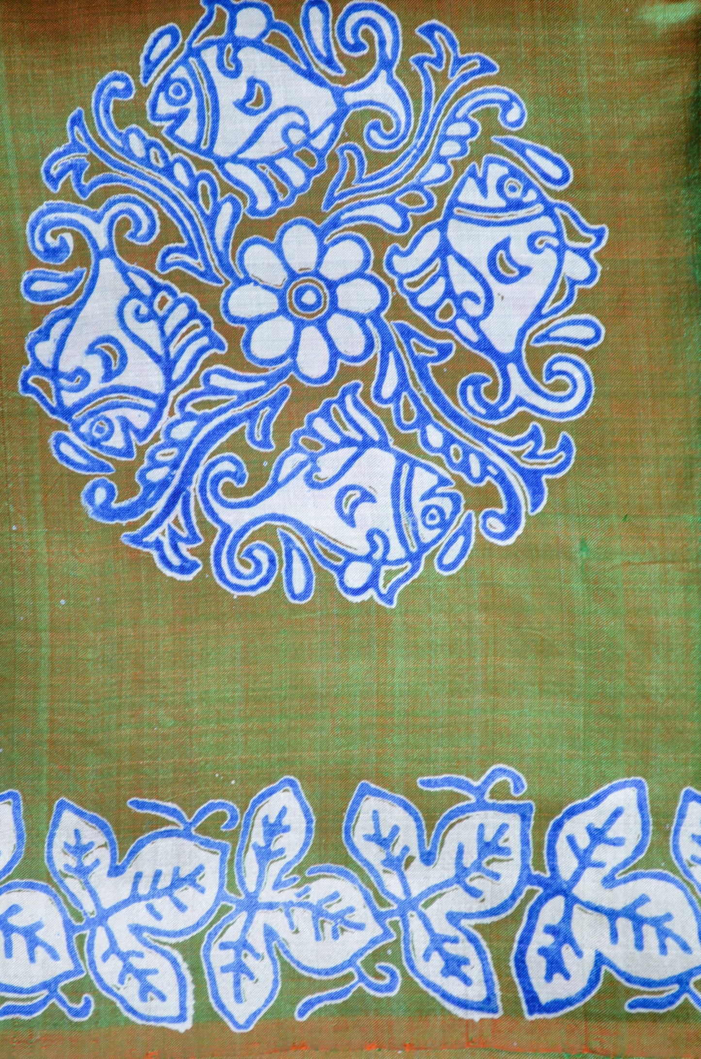 Olive Dual Tone Pure Silk Sonamukhi Handloom Saree