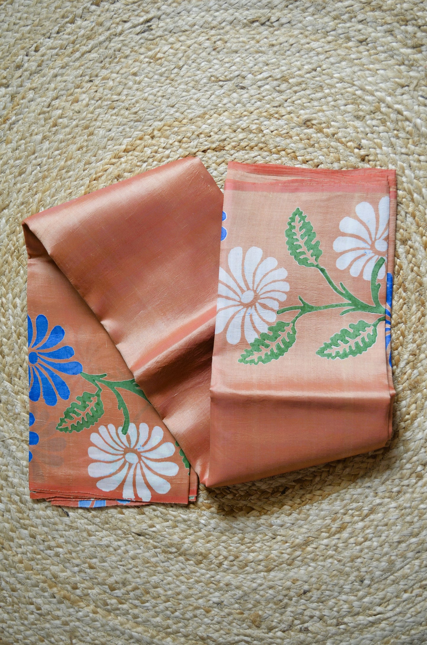 Orange Dual Tone Pure Silk Sonamukhi Handloom Saree