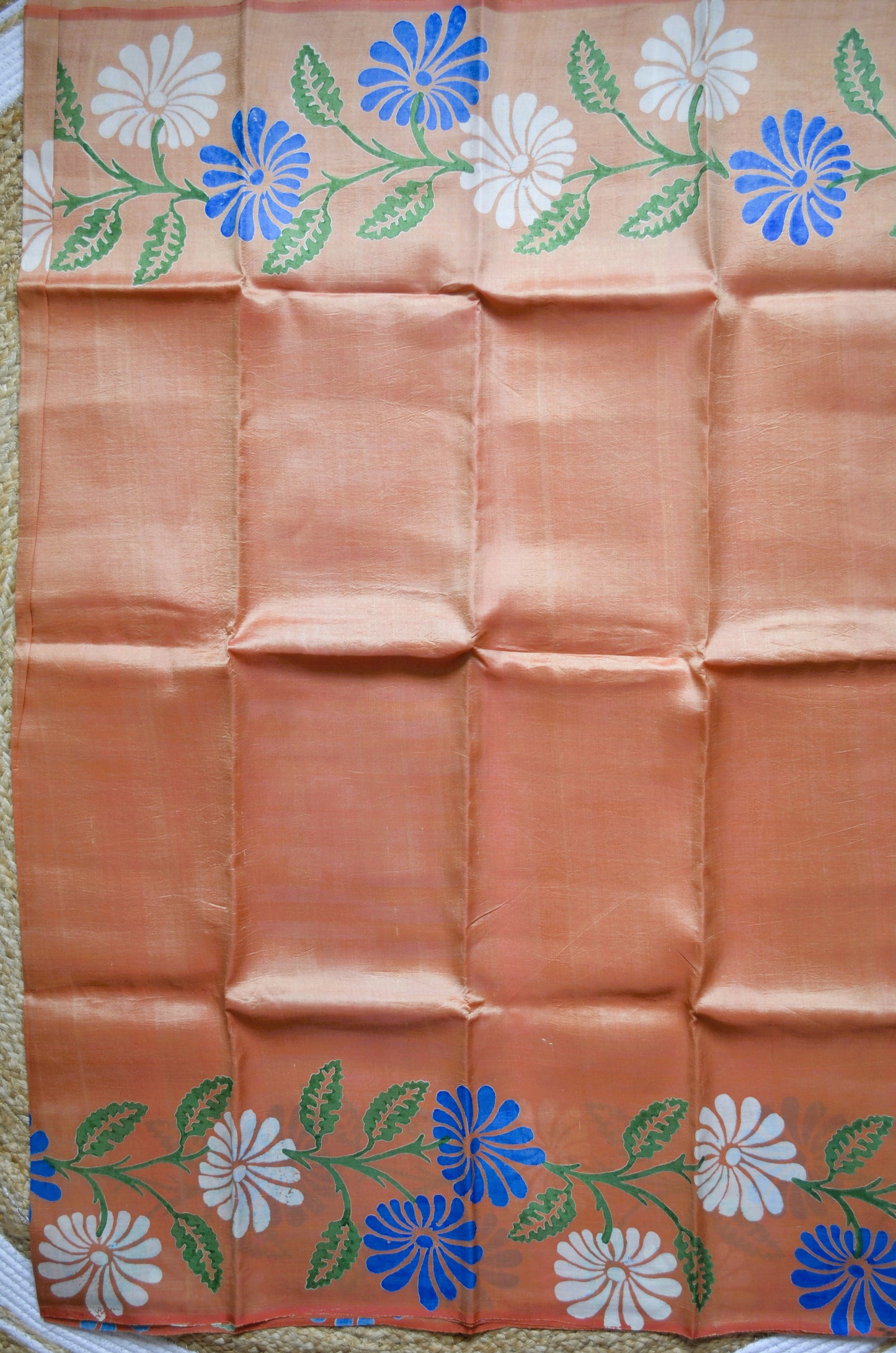 Orange Dual Tone Pure Silk Sonamukhi Handloom Saree