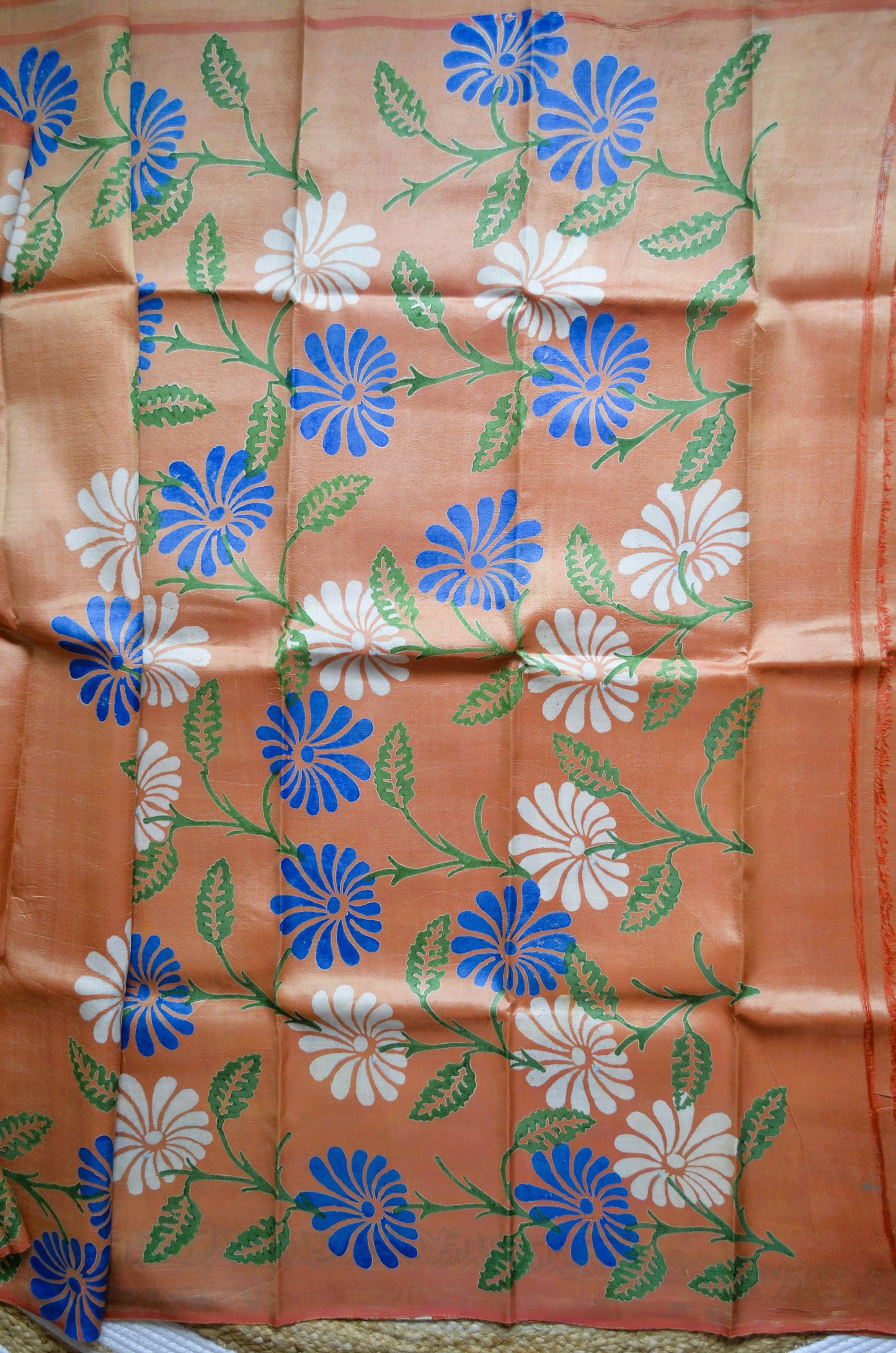 Orange Dual Tone Pure Silk Sonamukhi Handloom Saree