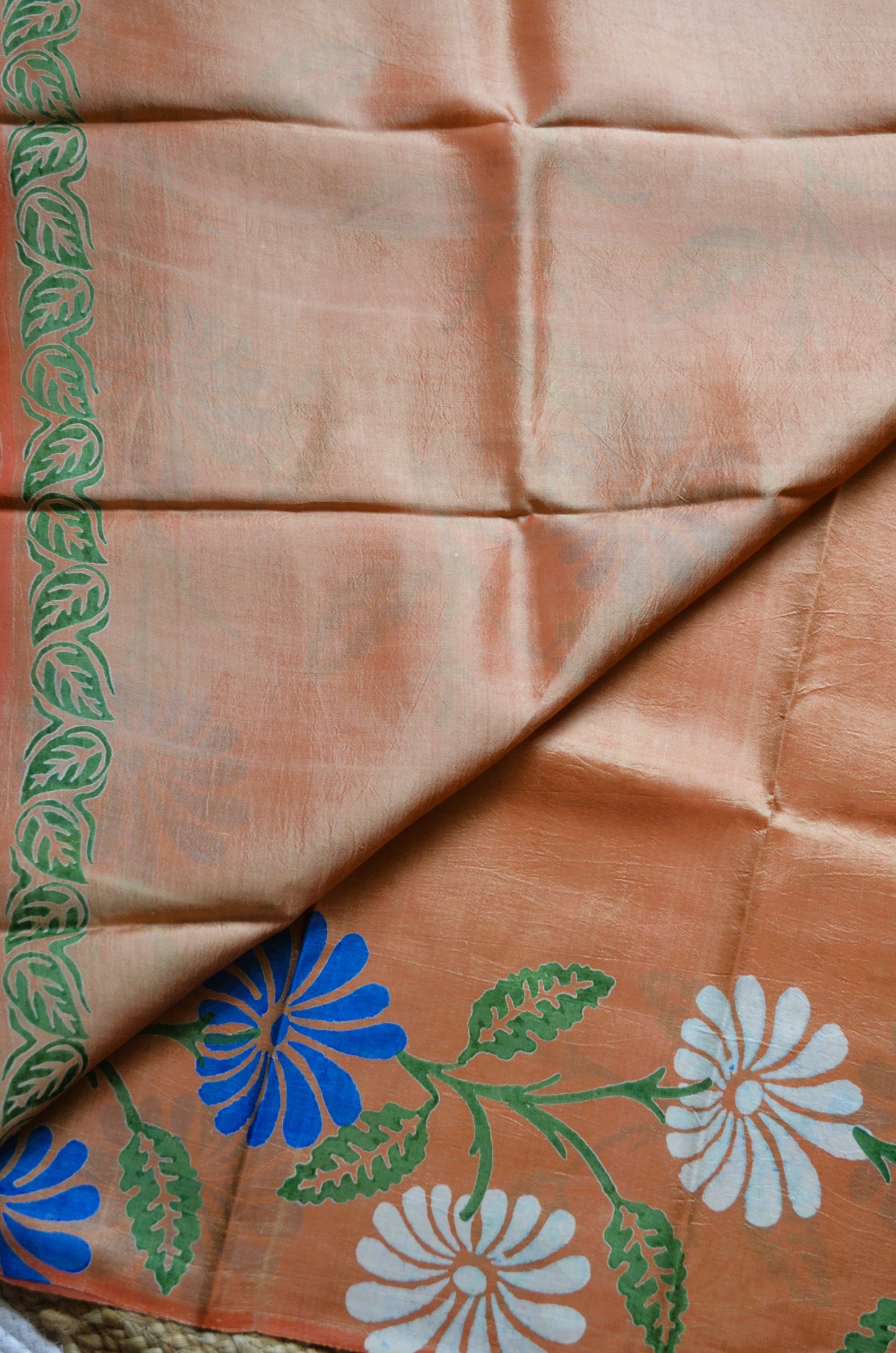 Orange Dual Tone Pure Silk Sonamukhi Handloom Saree