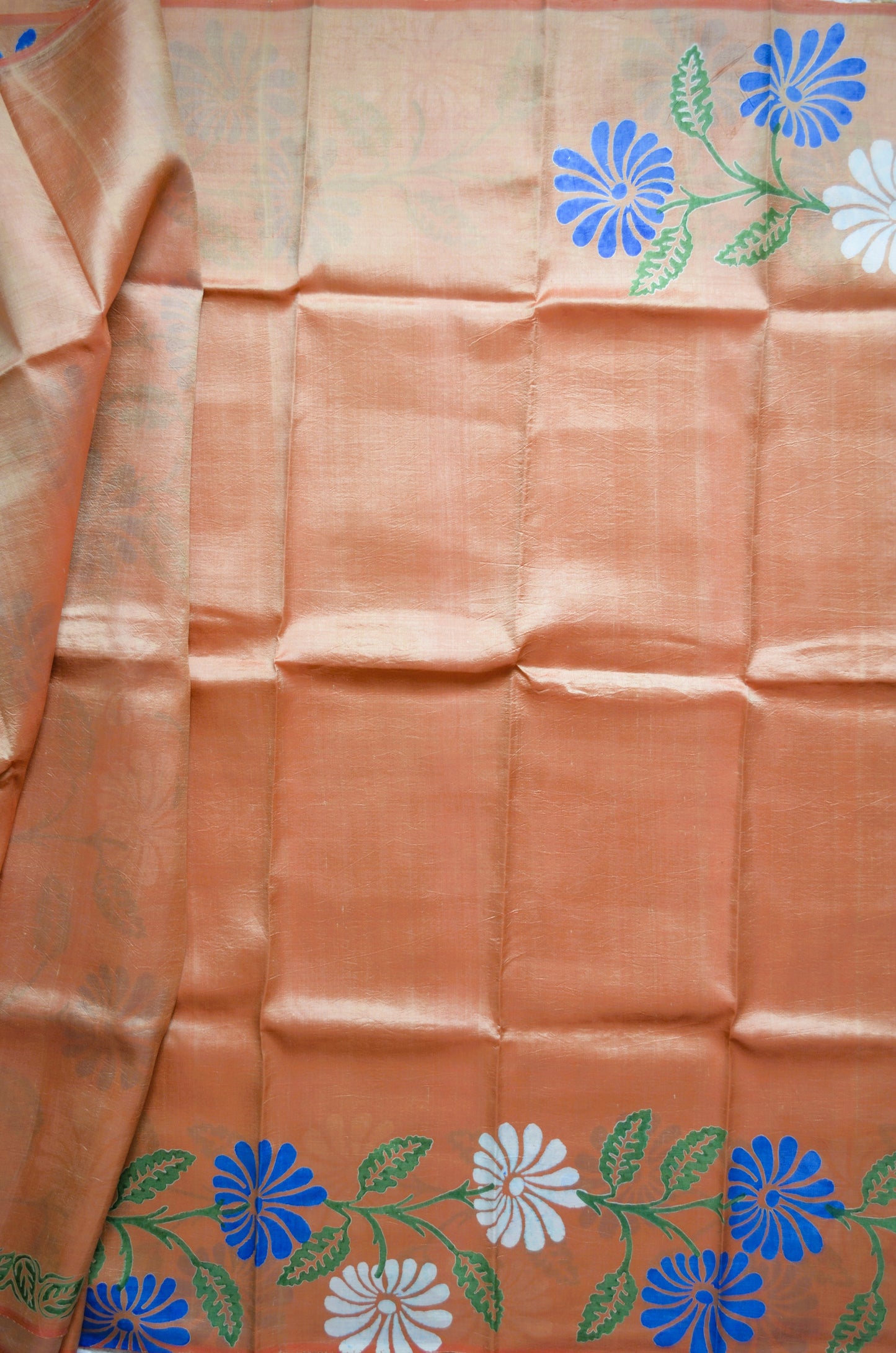 Orange Dual Tone Pure Silk Sonamukhi Handloom Saree