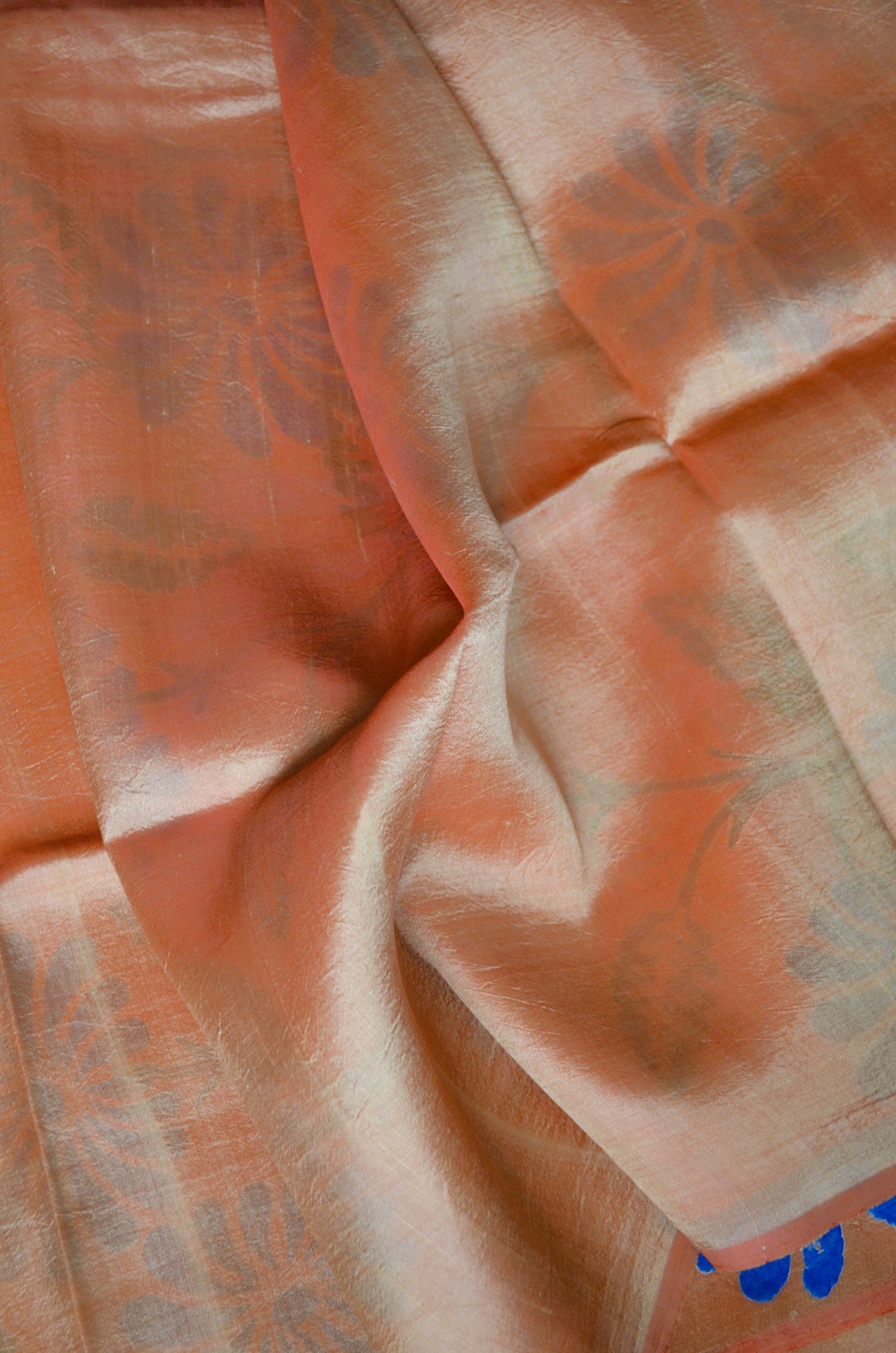Orange Dual Tone Pure Silk Sonamukhi Handloom Saree