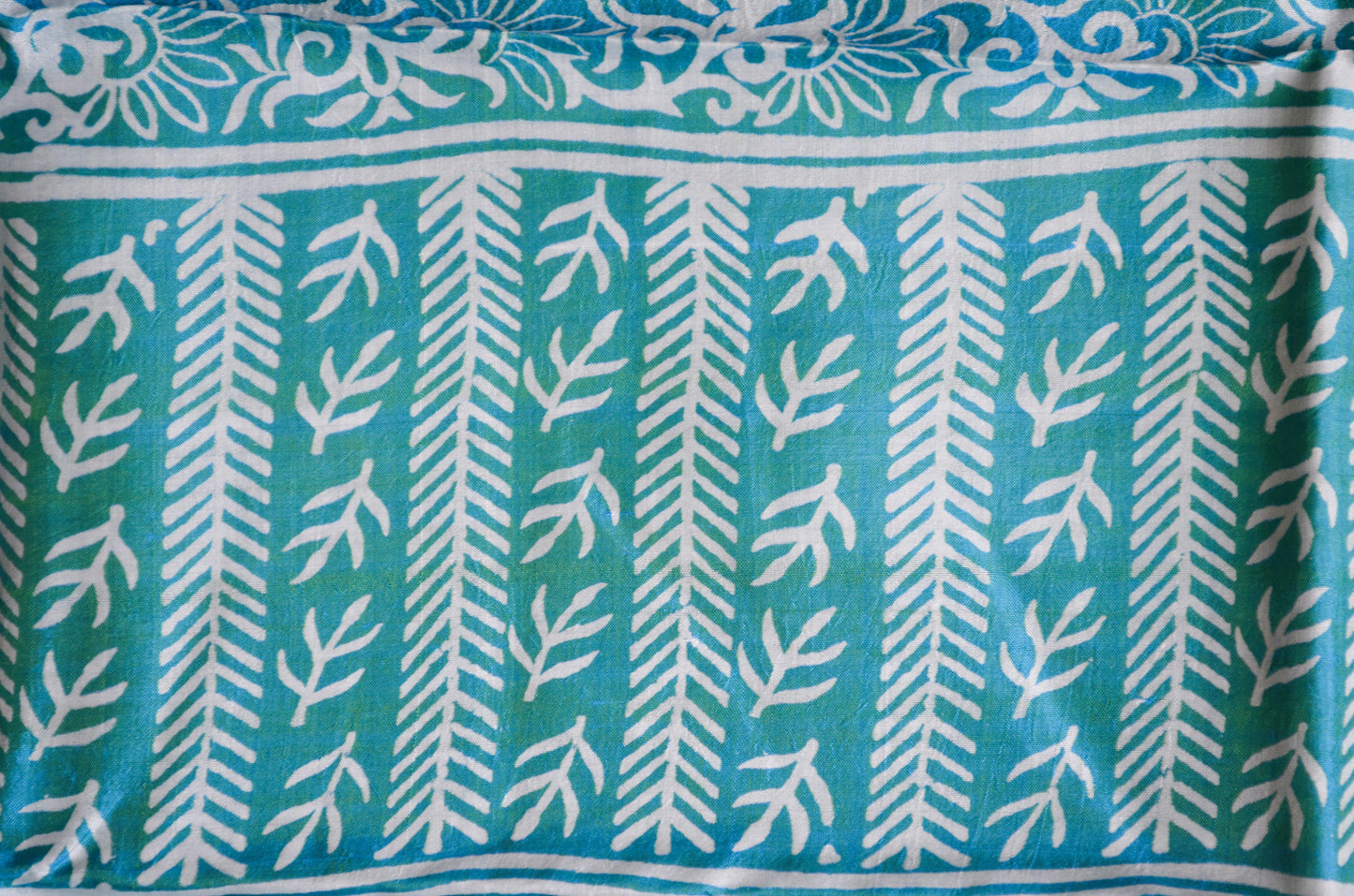 Teal Dual Tone Pure Silk Sonamukhi Print Handloom Saree