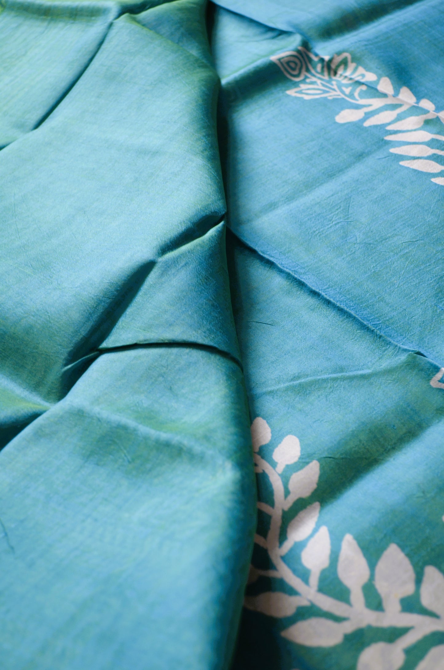Teal Dual Tone Pure Silk Sonamukhi Print Handloom Saree