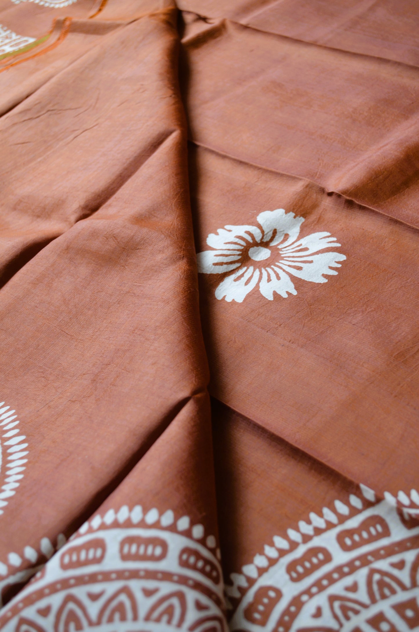 Rust Dual Tone Pure Silk Sonamukhi Handloom Saree