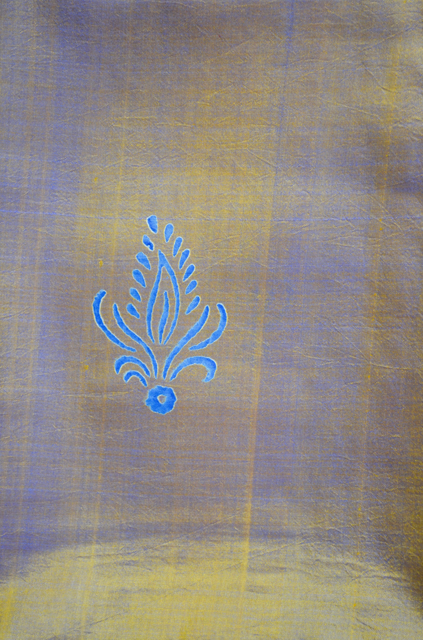 Indigo Gold Dual Tone Pure Silk Sonamukhi Handloom Saree