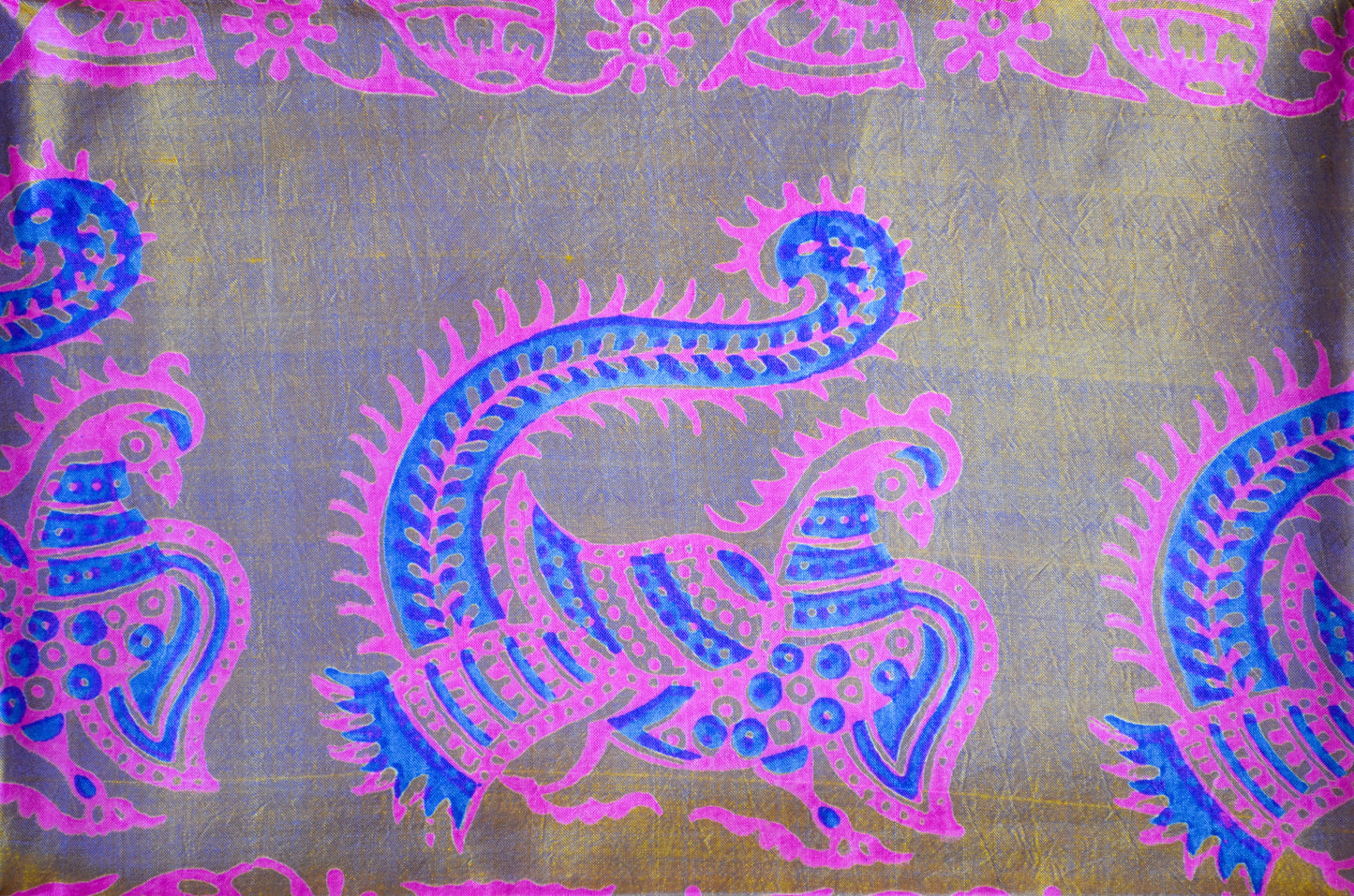 Indigo Gold Dual Tone Pure Silk Sonamukhi Handloom Saree